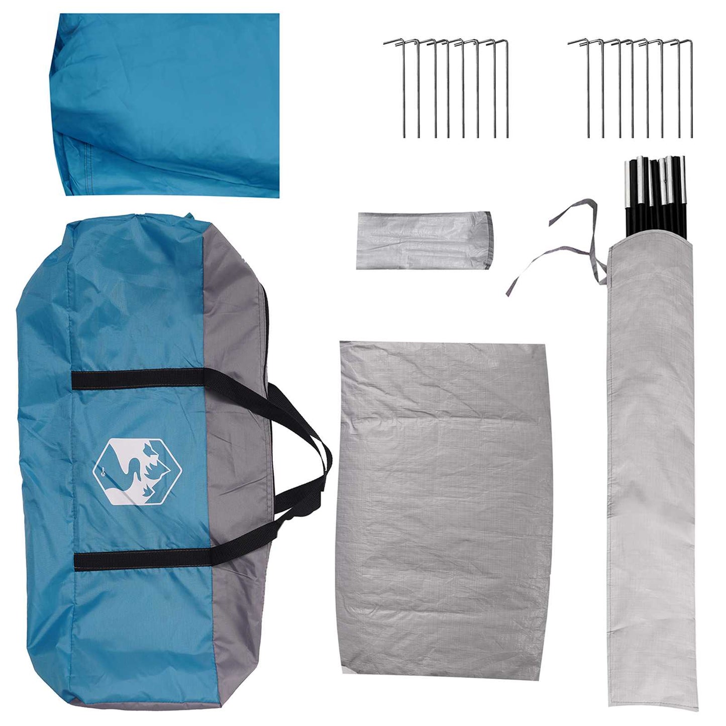 Hütten-Zelt mit Dach Blau 4-Personen Polyester und Stahl