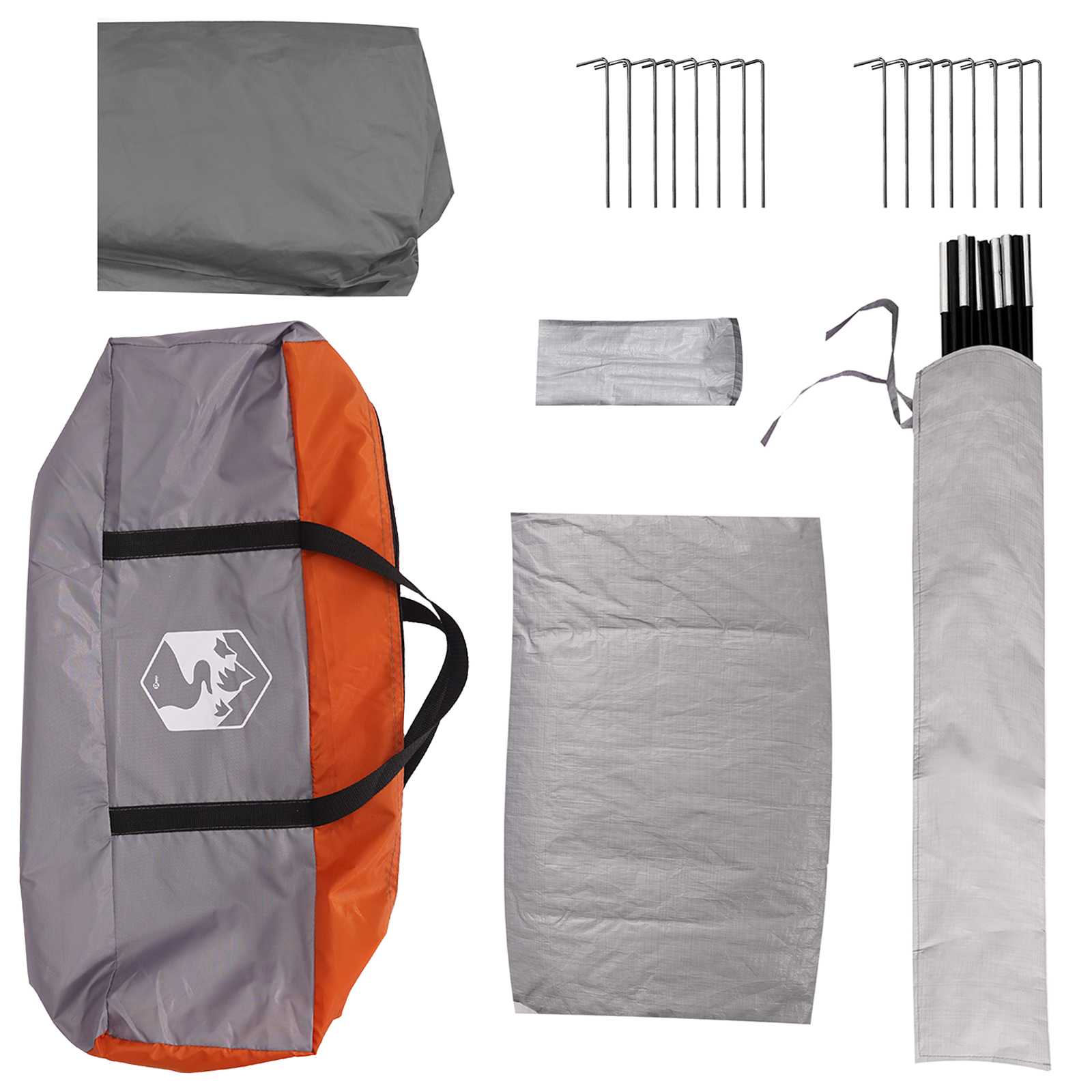 Hütten-Zelt Grau und Orange 4-Personen Polyester und Stahl