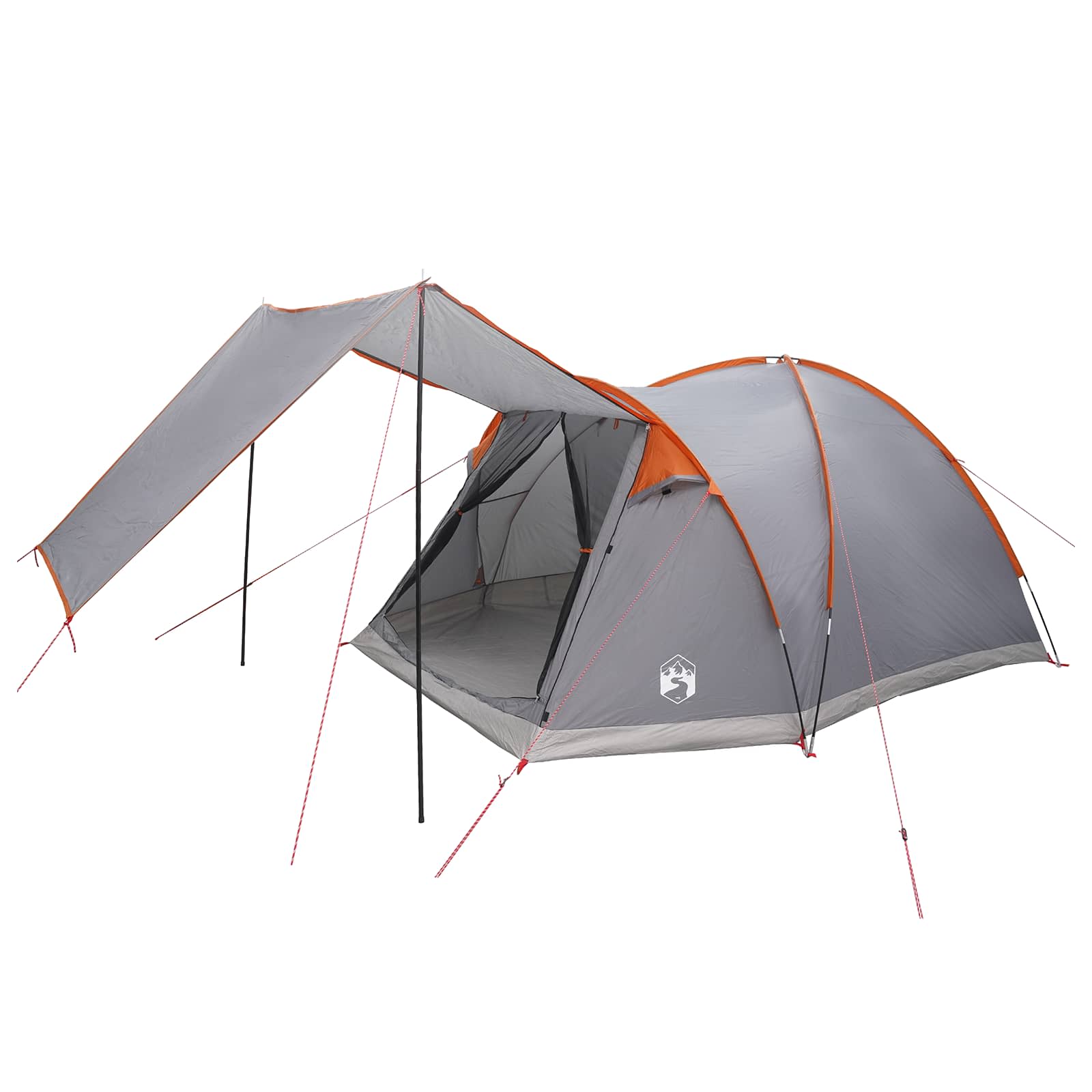 Hütten-Zelt Grau und Orange 4-Personen Polyester und Stahl