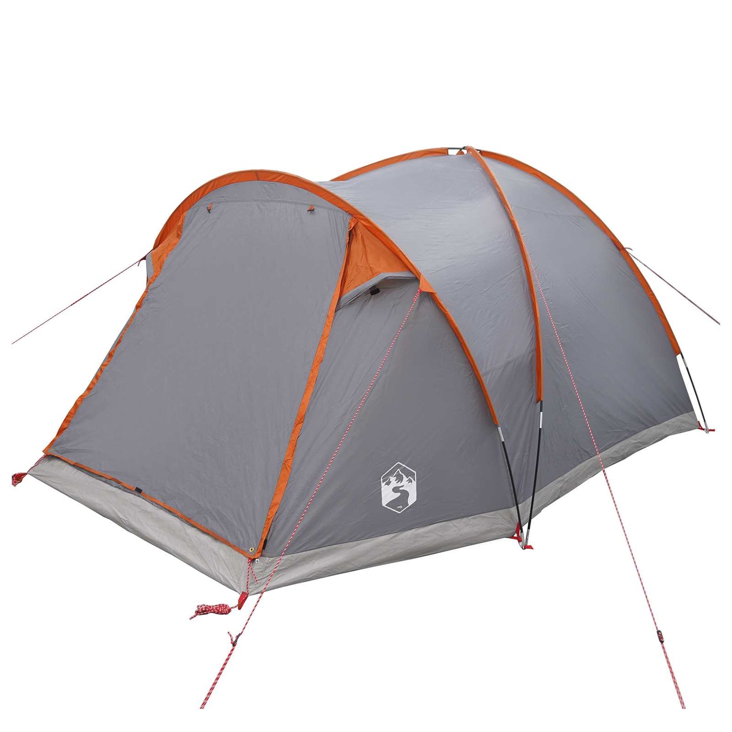 Hütten-Zelt Grau und Orange 4-Personen Polyester und Stahl