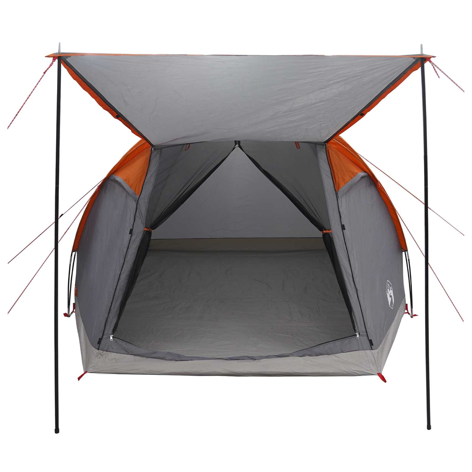 Hütten-Zelt Grau und Orange 4-Personen Polyester und Stahl