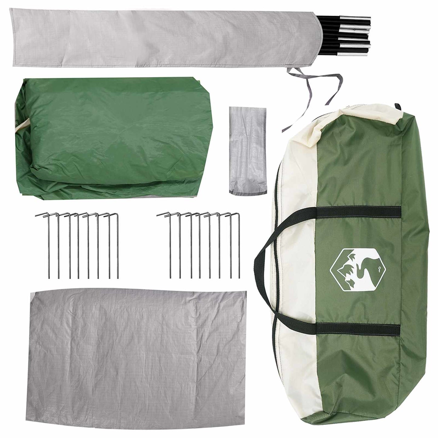 Hütten-Zelt mit Dach Grün 6-Personen Polyester und Stahl
