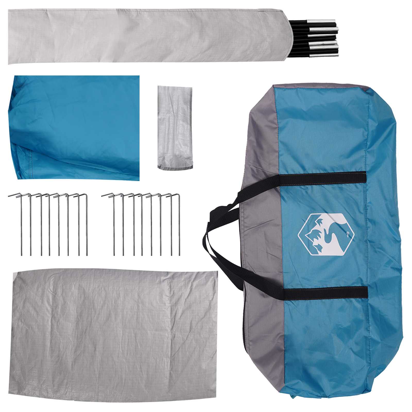 Hütten-Zelt mit Dach Blau 6-Personen Polyester und Stahl