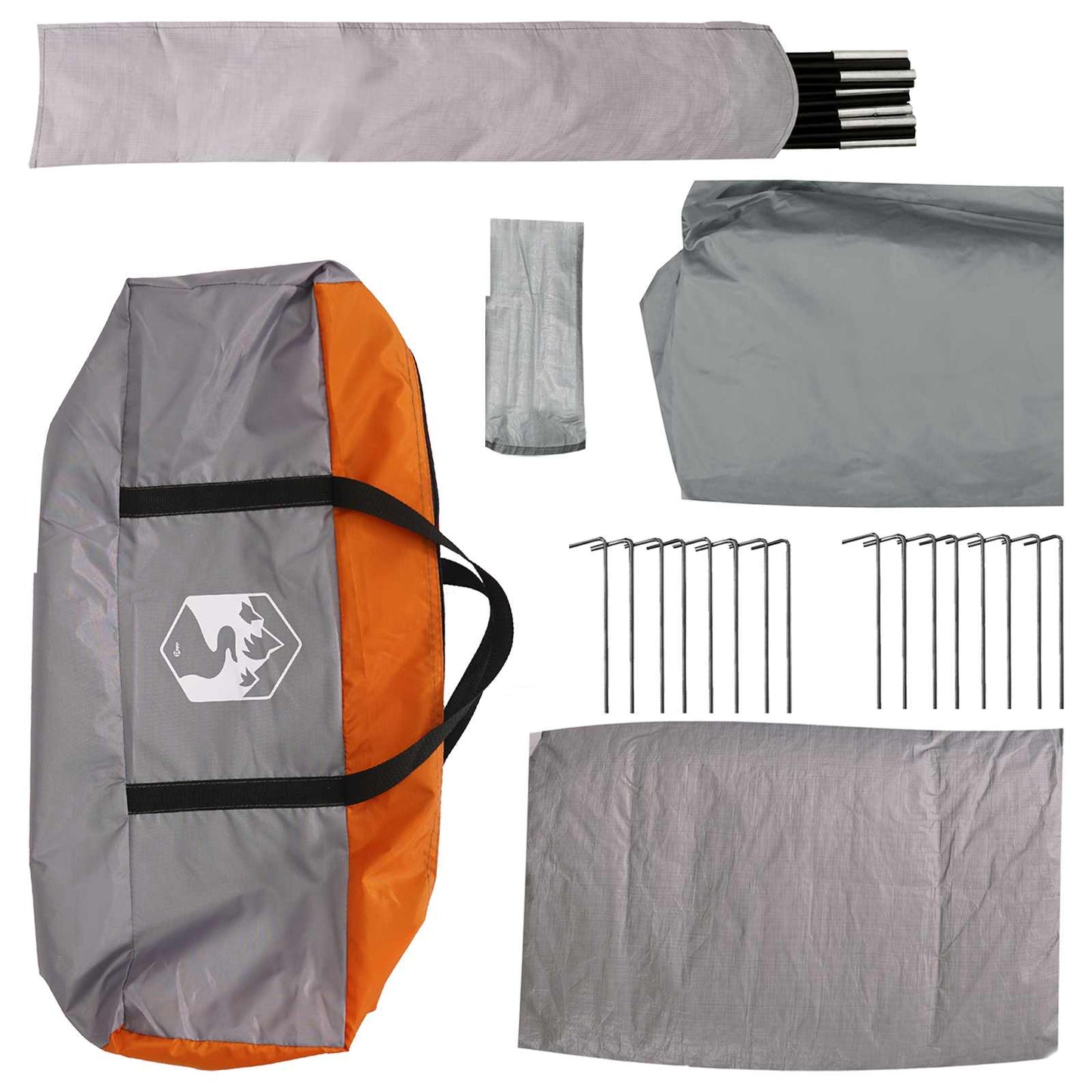 Hütten-Zelt Grau und Orange 6-Personen Polyester und Stahl