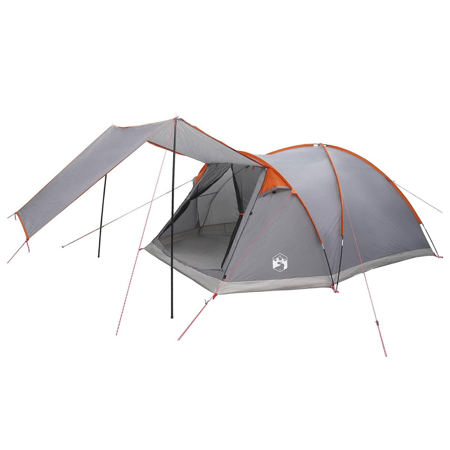 Hütten-Zelt Grau und Orange 6-Personen Polyester und Stahl