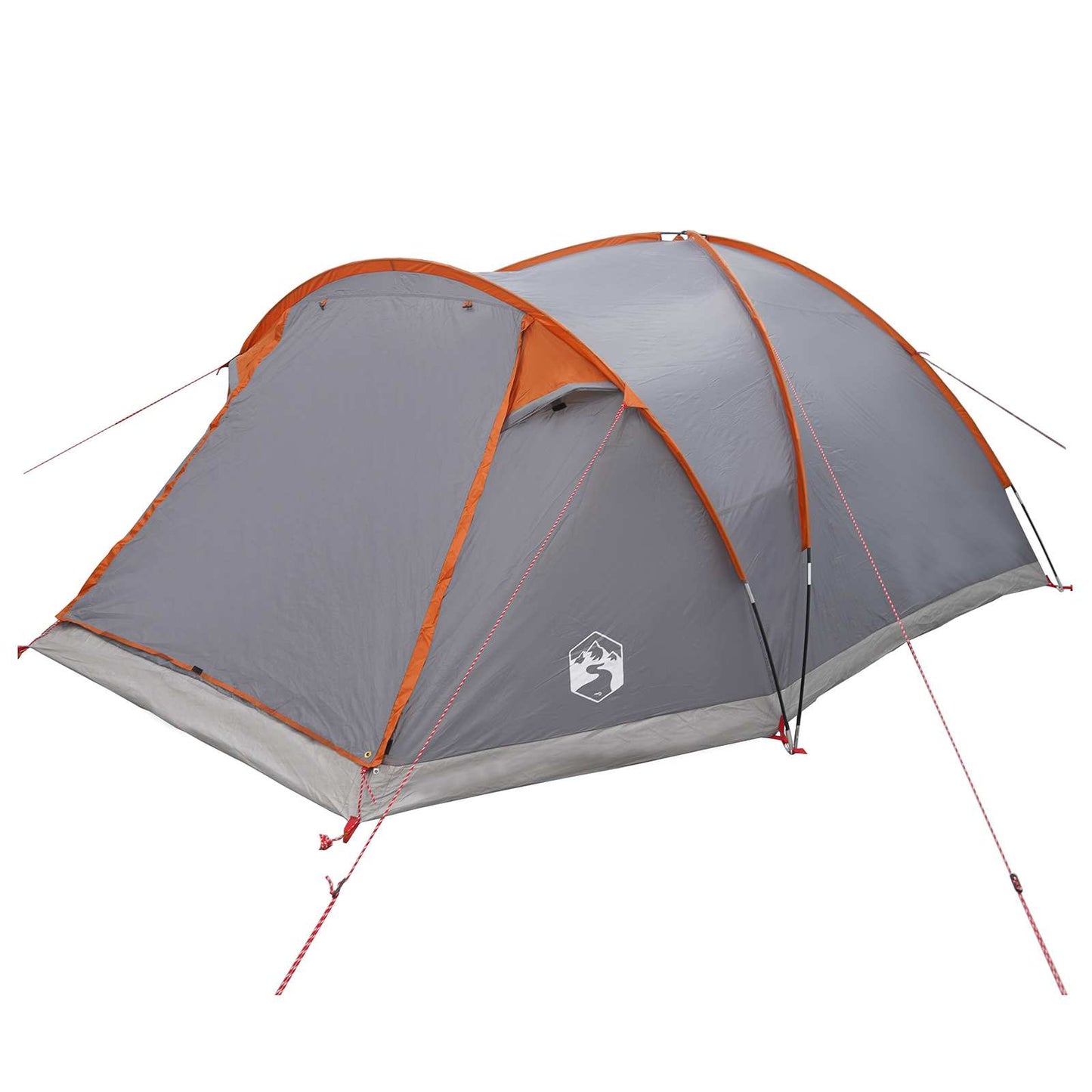 Hütten-Zelt Grau und Orange 6-Personen Polyester und Stahl