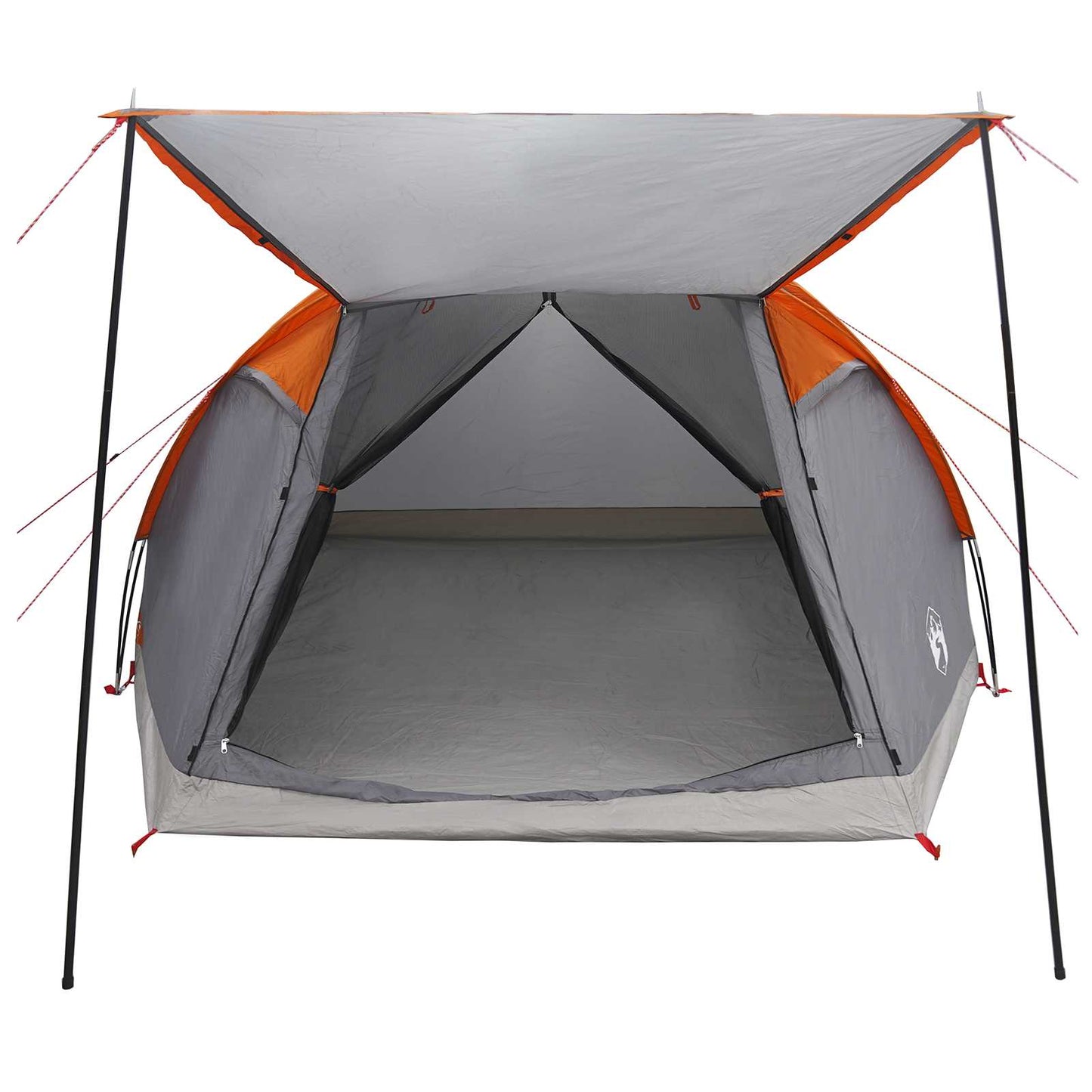 Hütten-Zelt Grau und Orange 6-Personen Polyester und Stahl