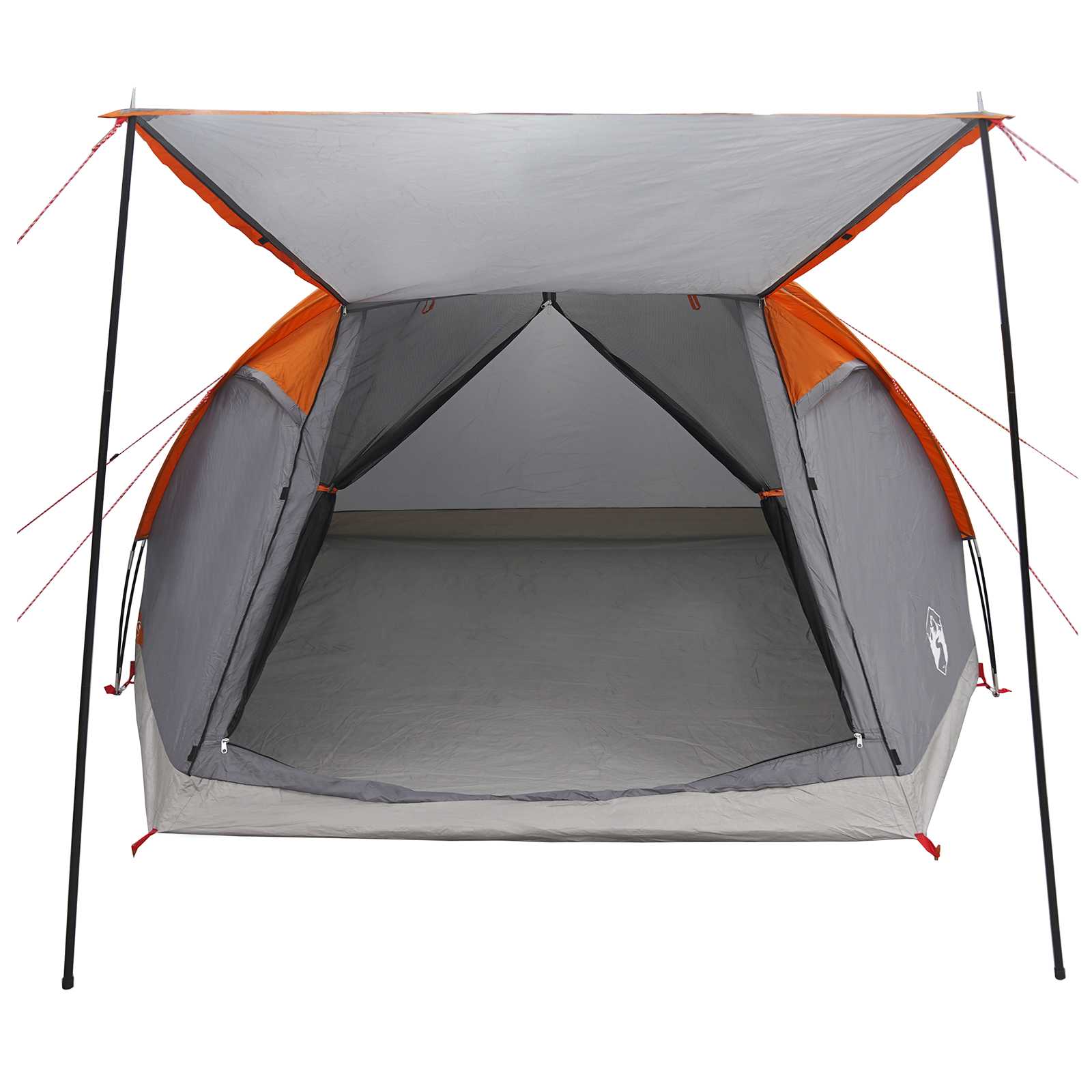 Hütten-Zelt Grau und Orange 6-Personen Polyester und Stahl