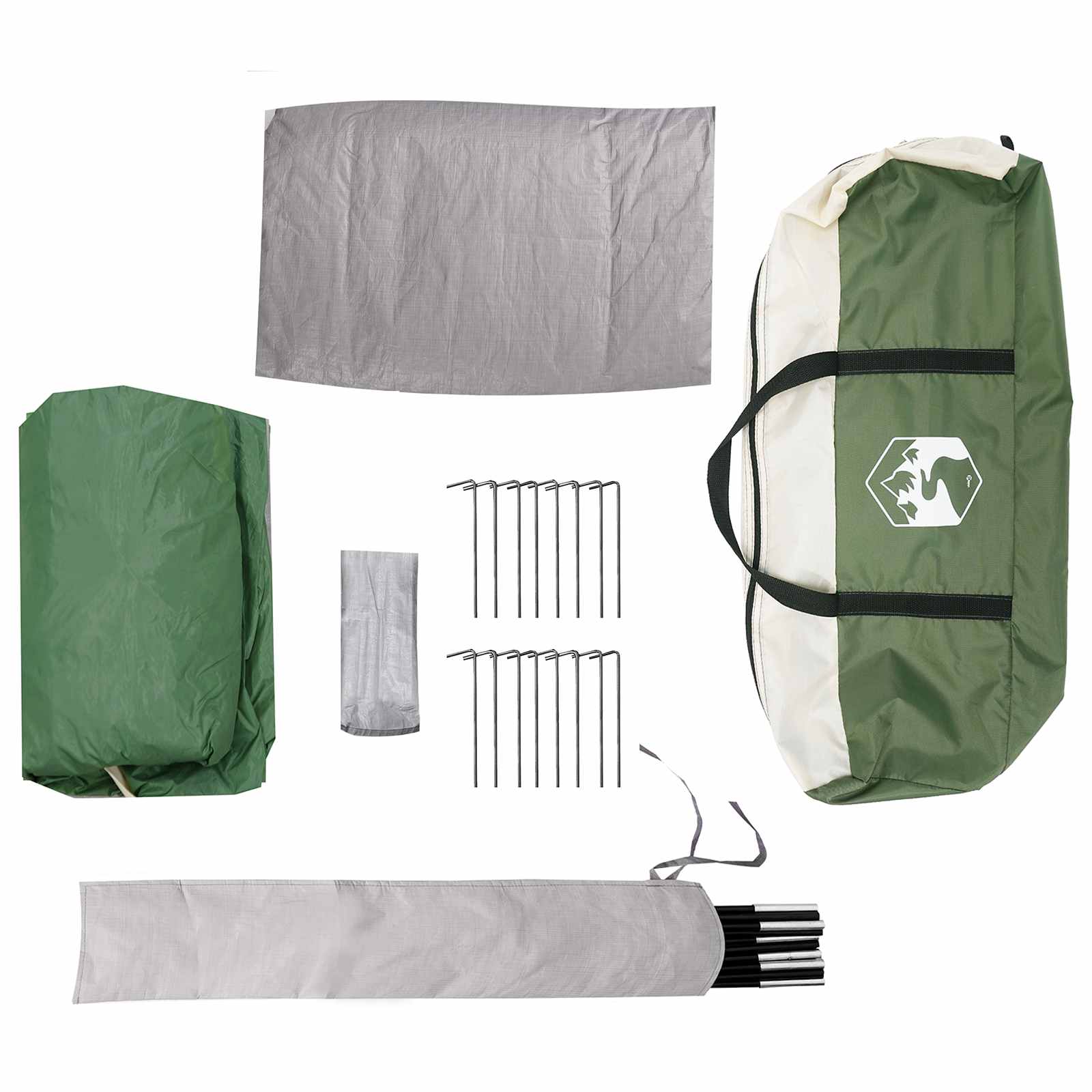 Hütten-Zelt mit Dach Grün 8-Personen Polyester und Stahl