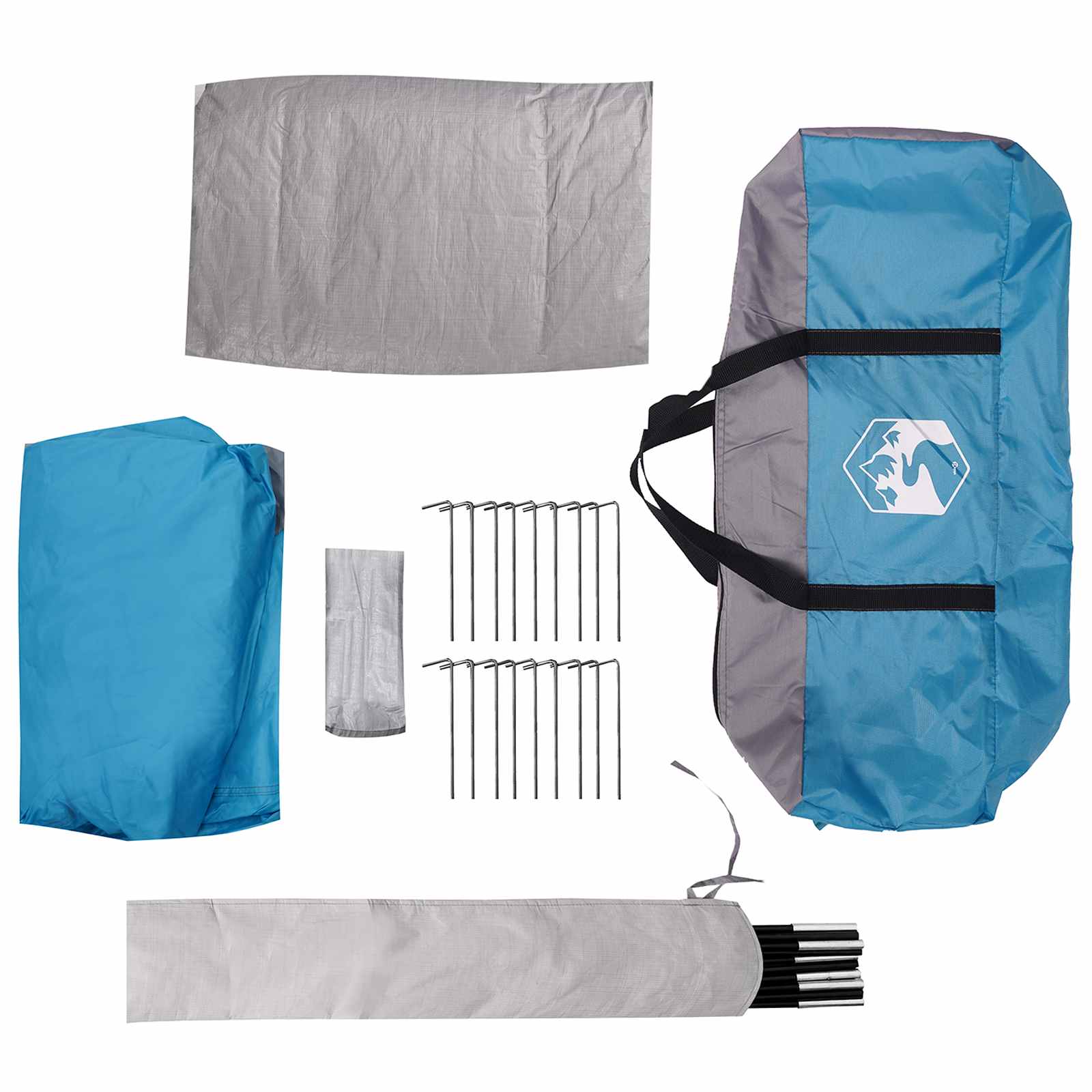 Hütten-Zelt mit Dach Blau 8-Personen Polyester und Stahl