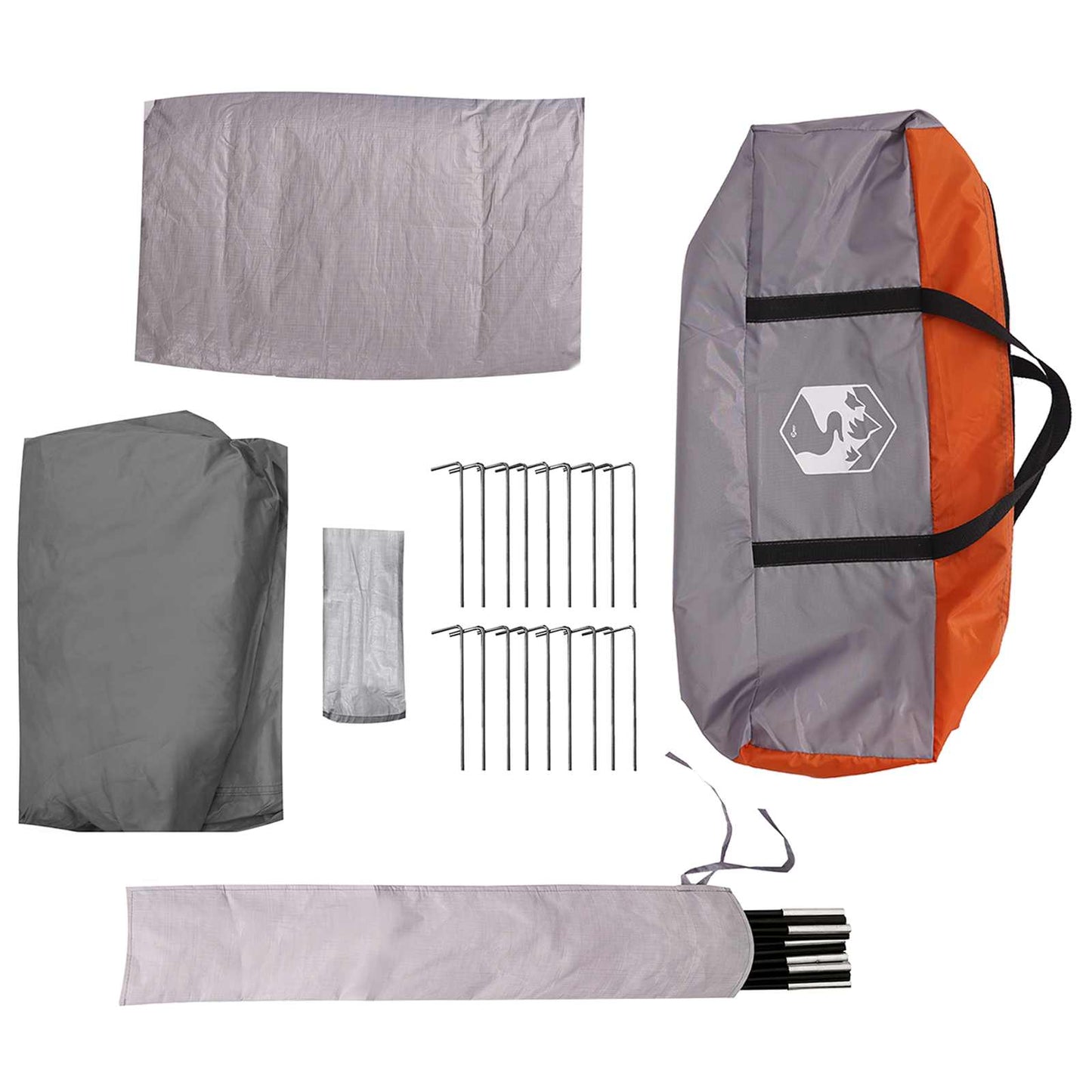 Hütten-Zelt Grau und Orange 8-Personen Polyester und Stahl