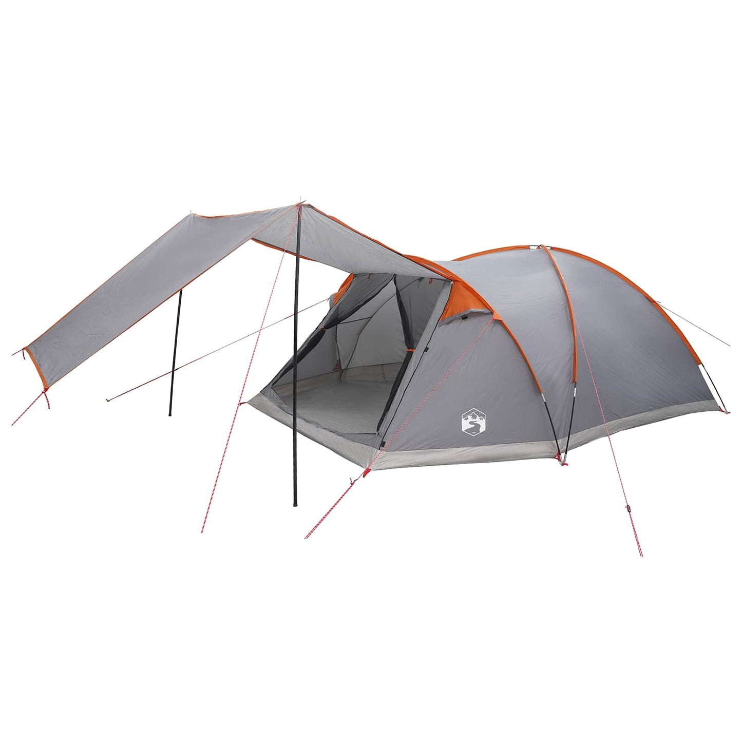 Hütten-Zelt Grau und Orange 8-Personen Polyester und Stahl