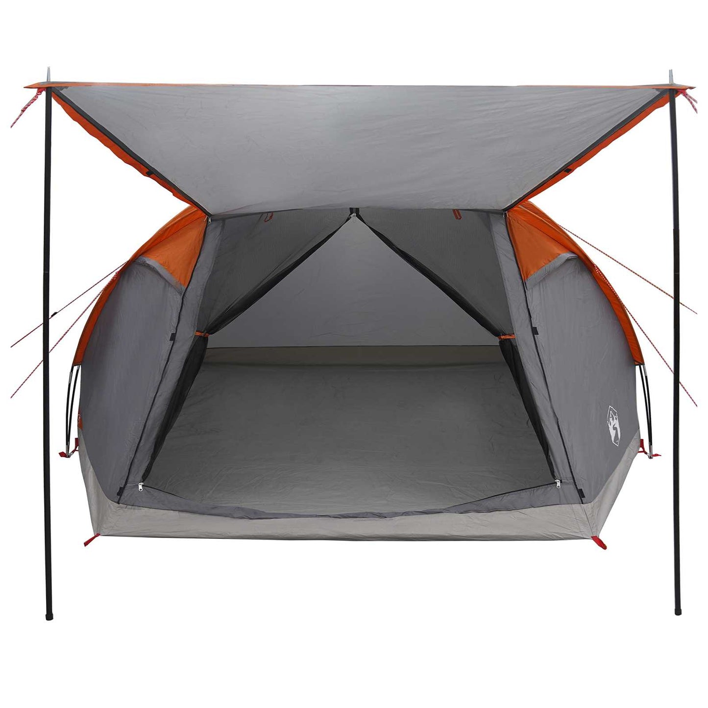 Hütten-Zelt Grau und Orange 8-Personen Polyester und Stahl