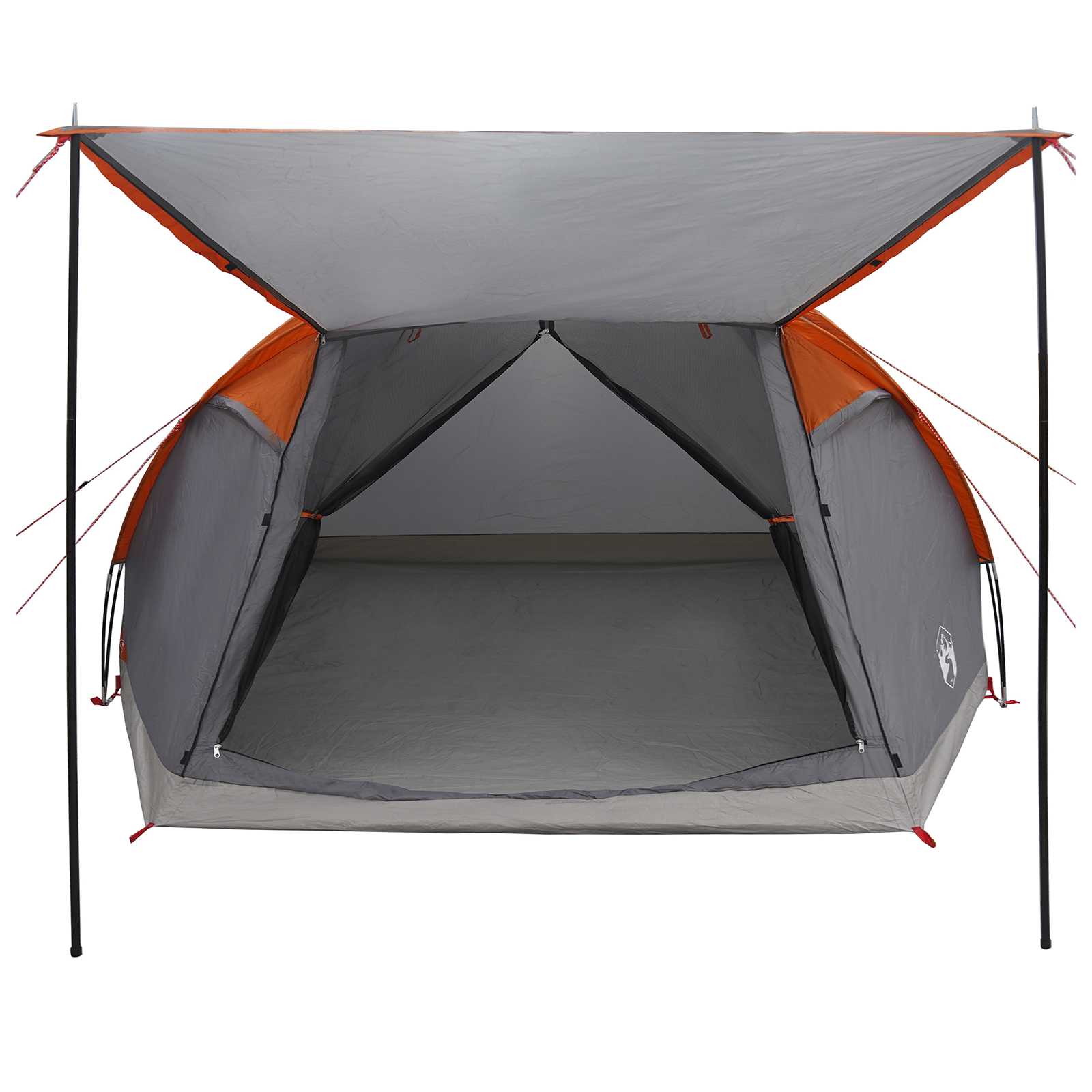 Hütten-Zelt Grau und Orange 8-Personen Polyester und Stahl