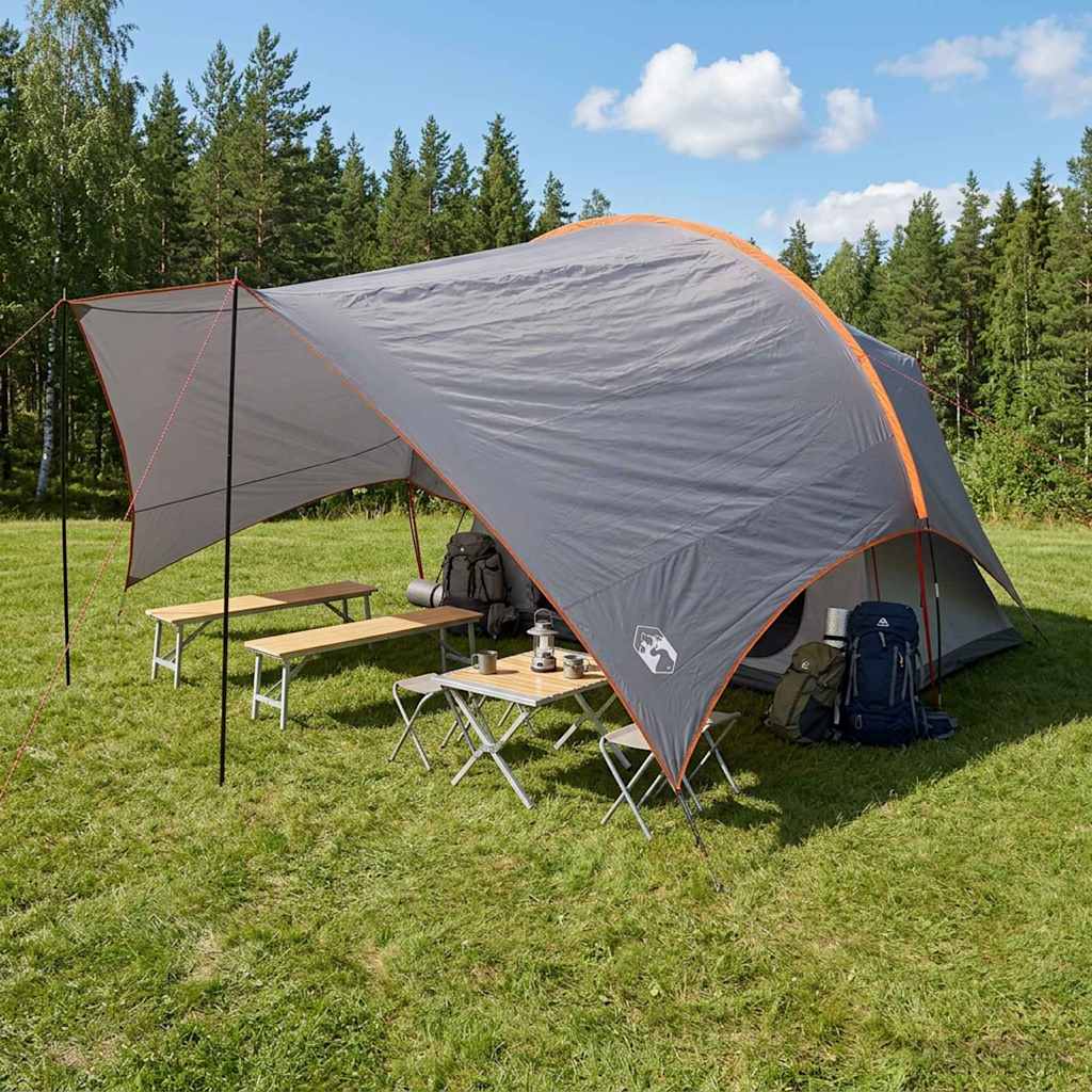 Camping Tarp Wasserfest Grau und Orange 550 x 400 x 230 cm