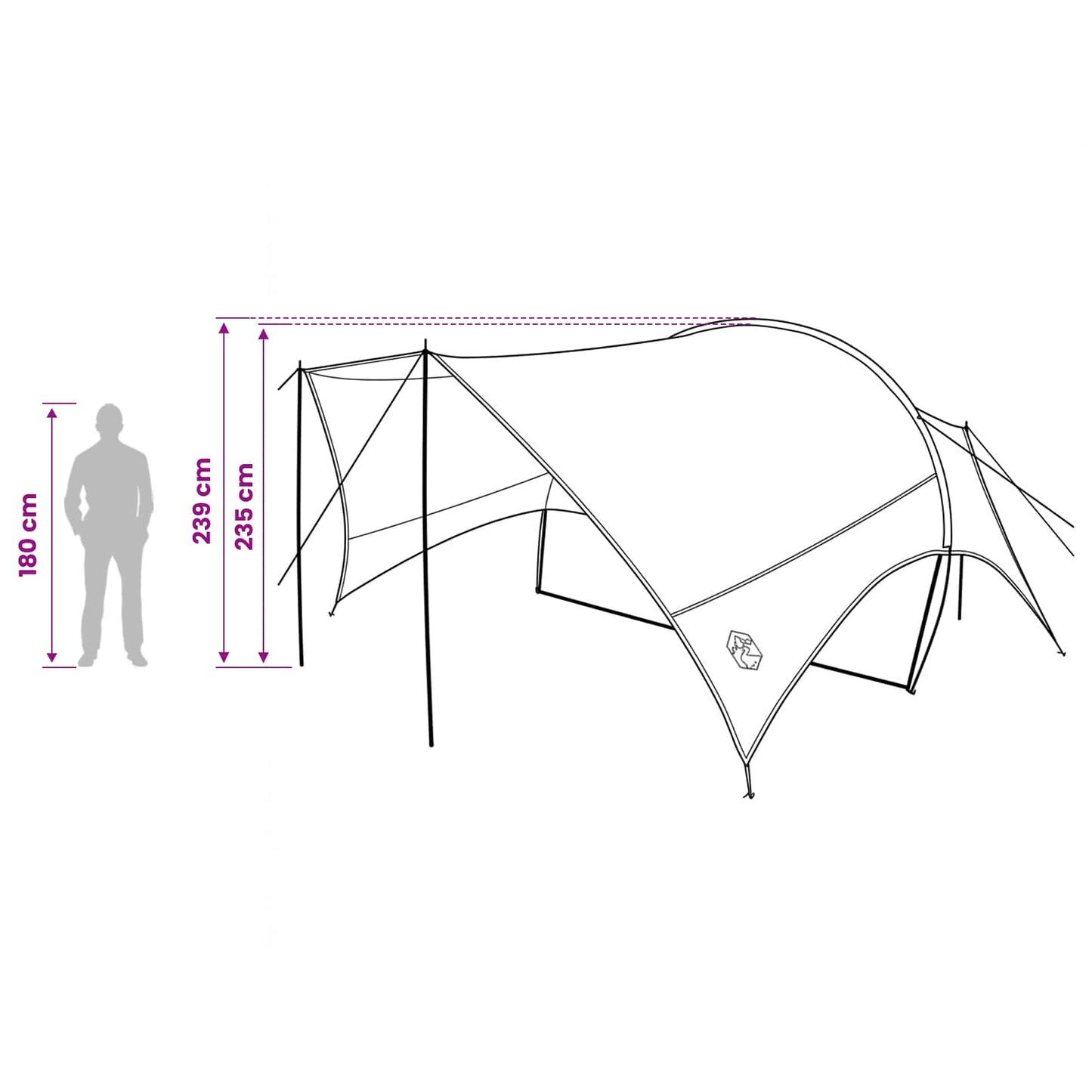 Camping Tarp Wasserfest Grau und Orange 550 x 400 x 230 cm