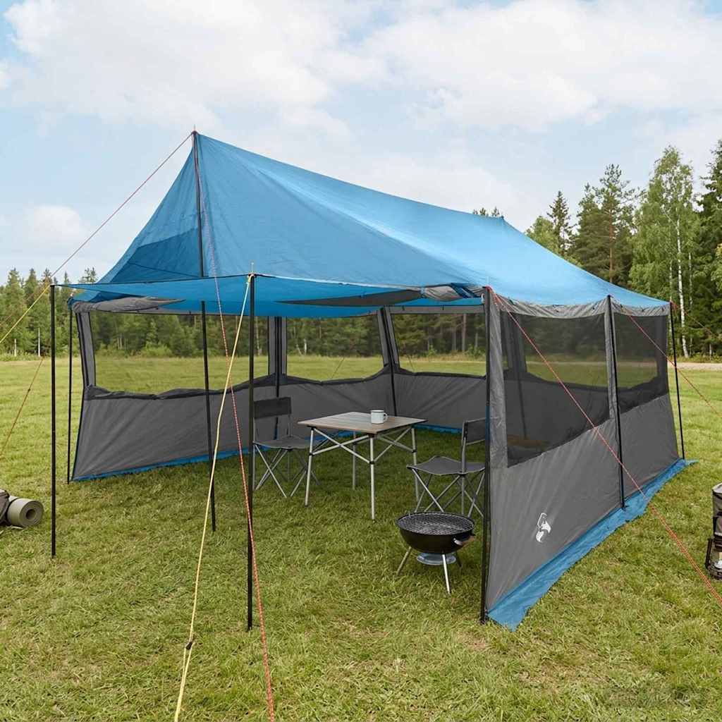 Familienzelt Blau 450 x 400 x 265 cm Polyester und Stahl