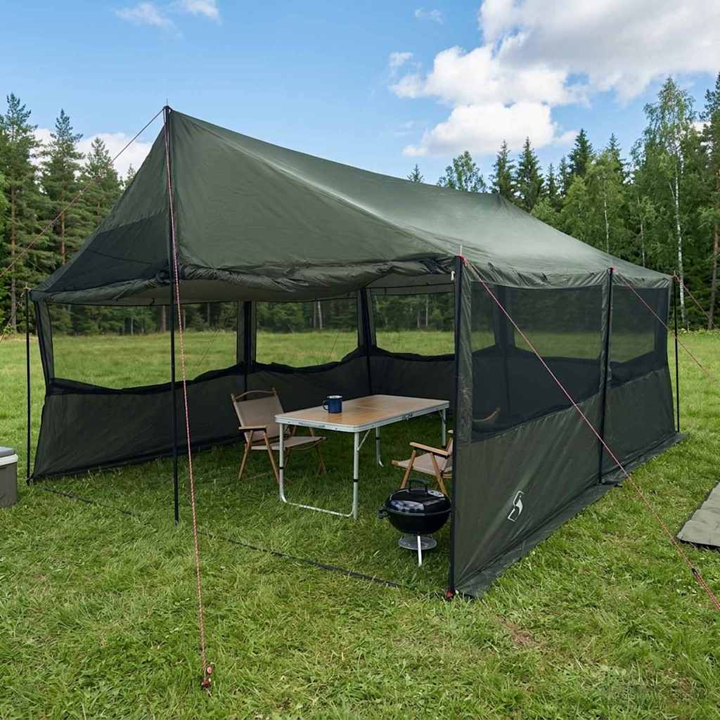 Familienzelt Armeegrün 450 x 400 x 265 cm Polyester und Stahl