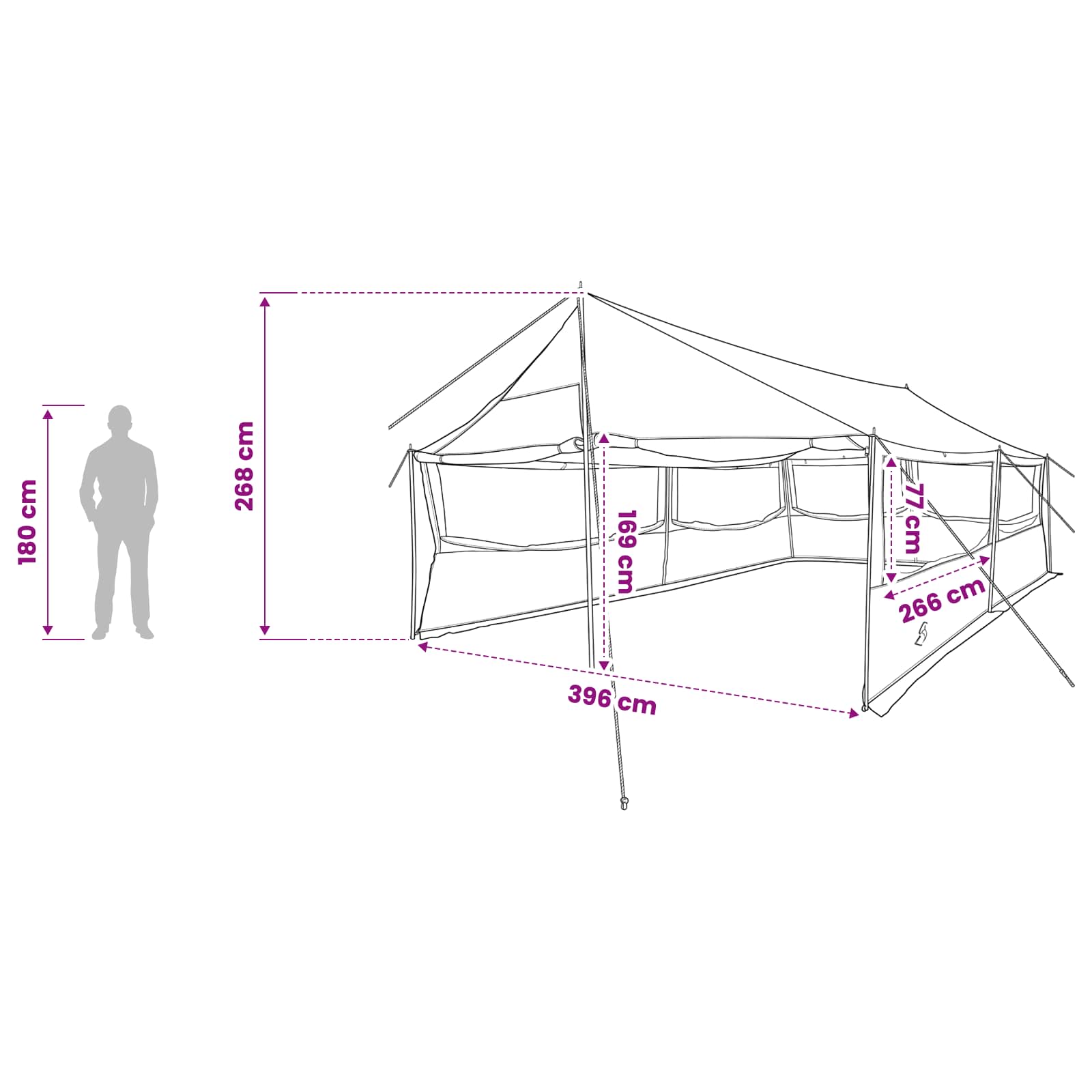 Familienzelt Grün 600 x 400 x 268 cm Polyester und Stahl
