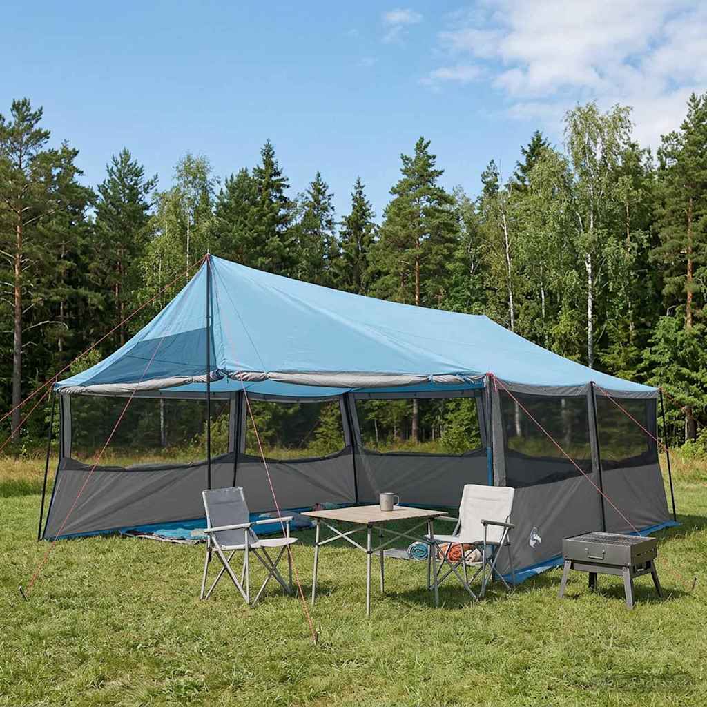 Familienzelt Blau 600 x 400 x 268 cm Polyester und Stahl