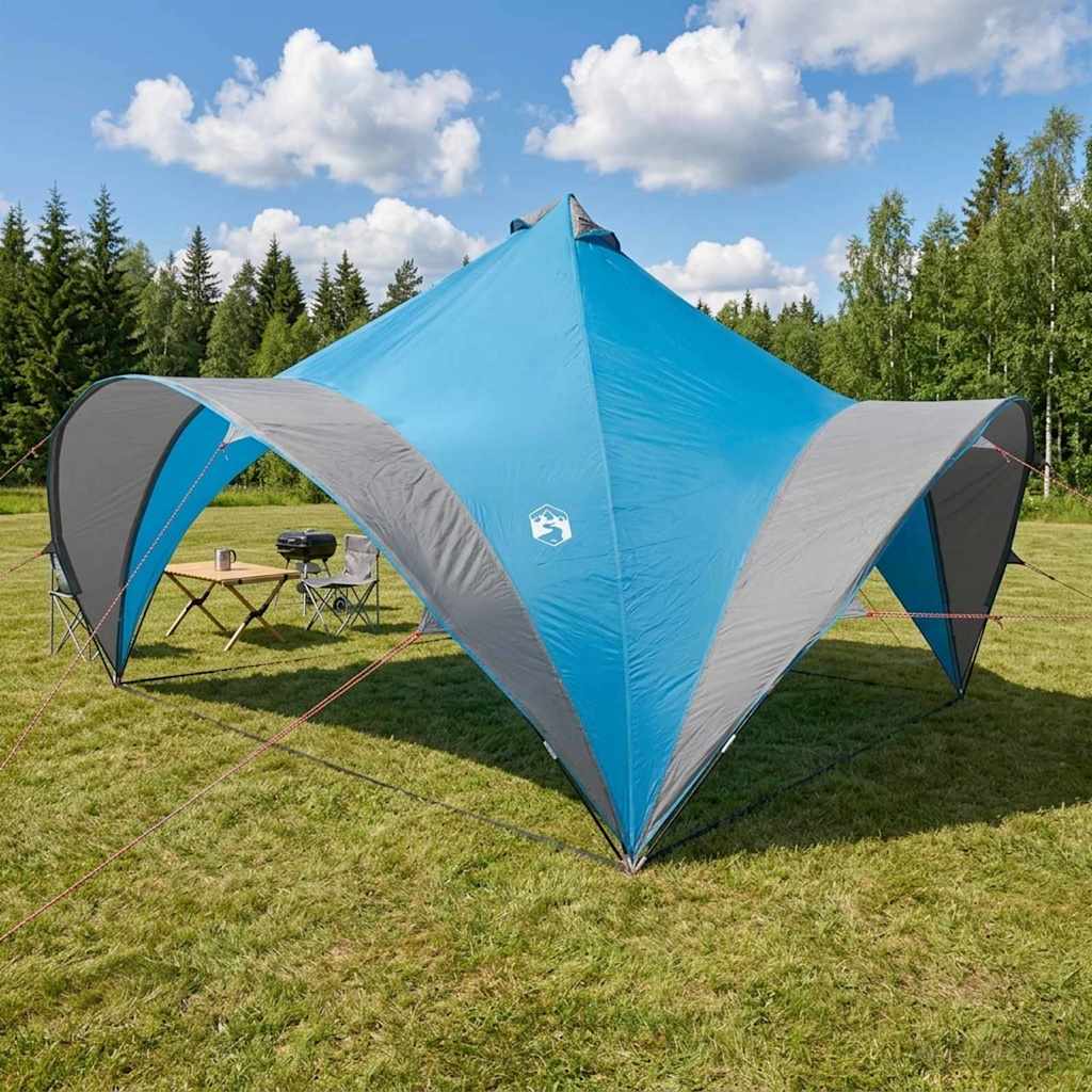 Party-Zelt mit Dach Blau 400 x 400 x 320 cm Polyester und Stahl