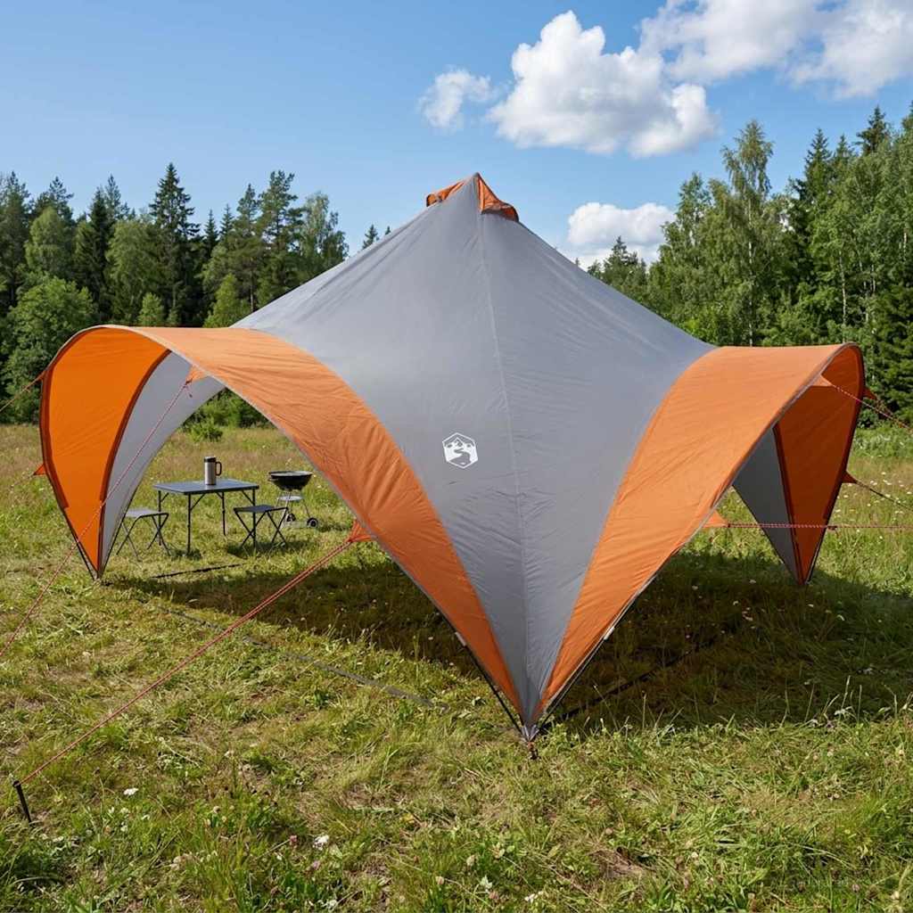 Party-Zelt mit Dach Grau und Orange 400 x 400 x 320 cm