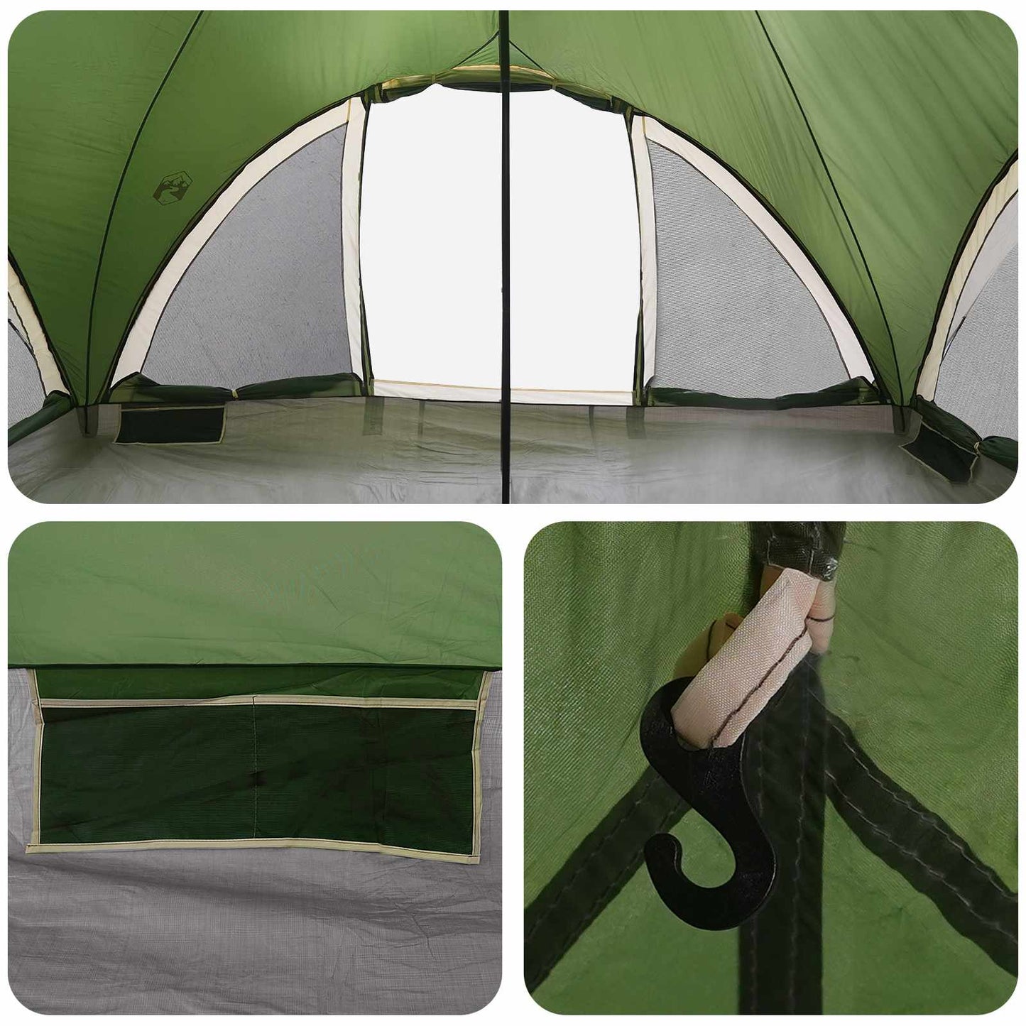 Tipi Zelt mit Dach Grün 18-Personen Polyester und Stahl