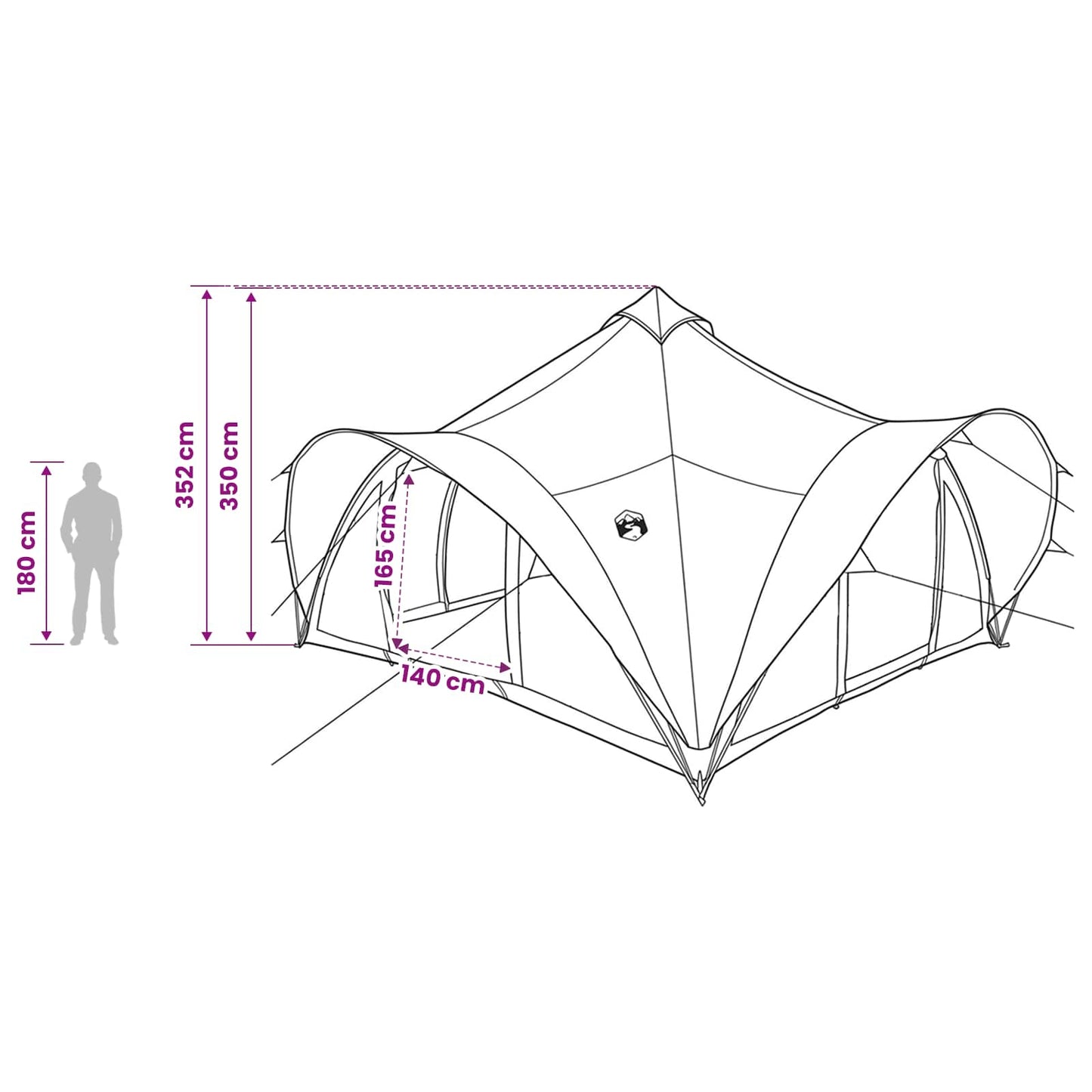 Tipi Zelt mit Dach Grün 18-Personen Polyester und Stahl
