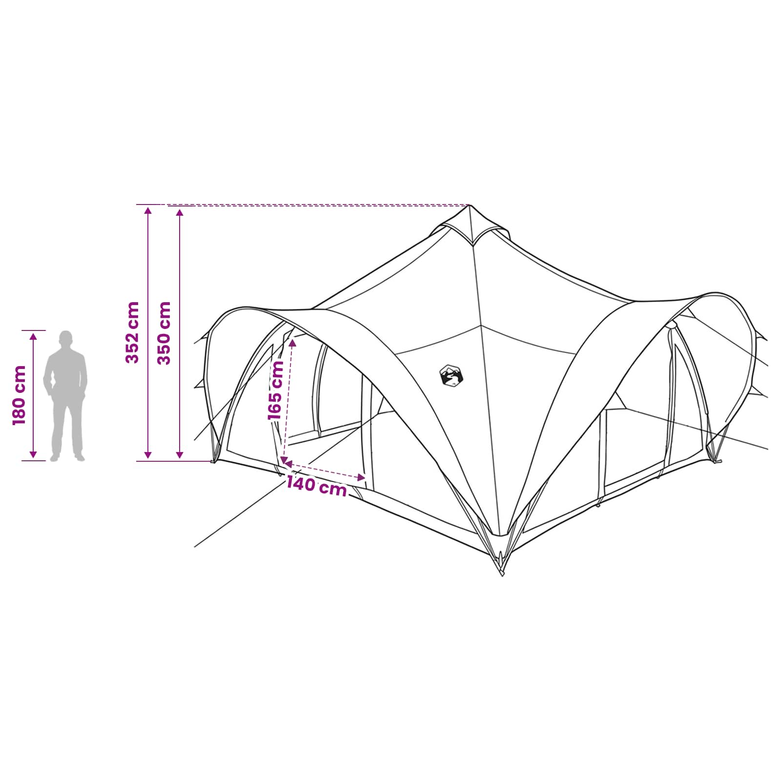 Tipi Zelt mit Dach Grün 18-Personen Polyester und Stahl