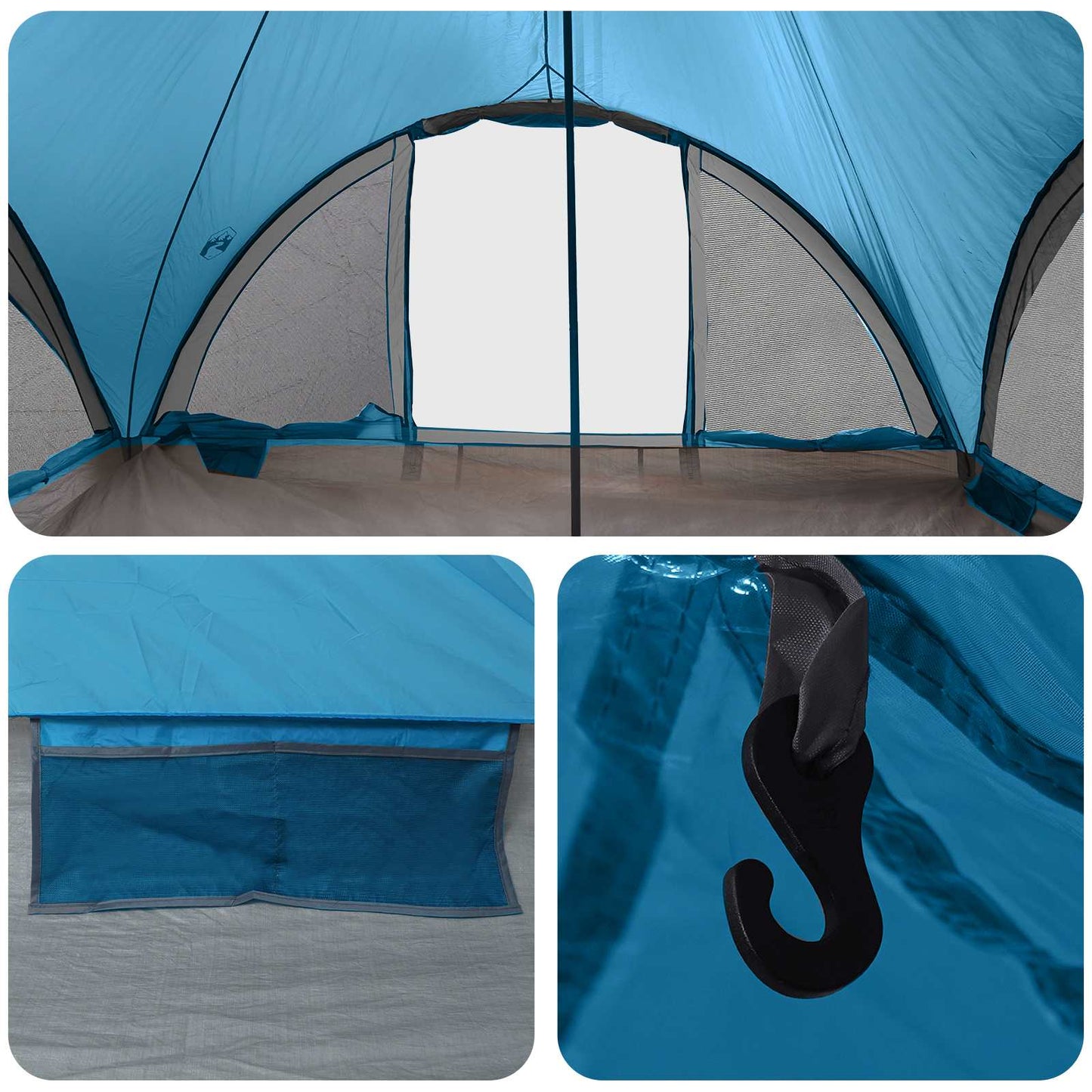 Tipi Zelt mit Dach Blau 18-Personen Polyester und Stahl