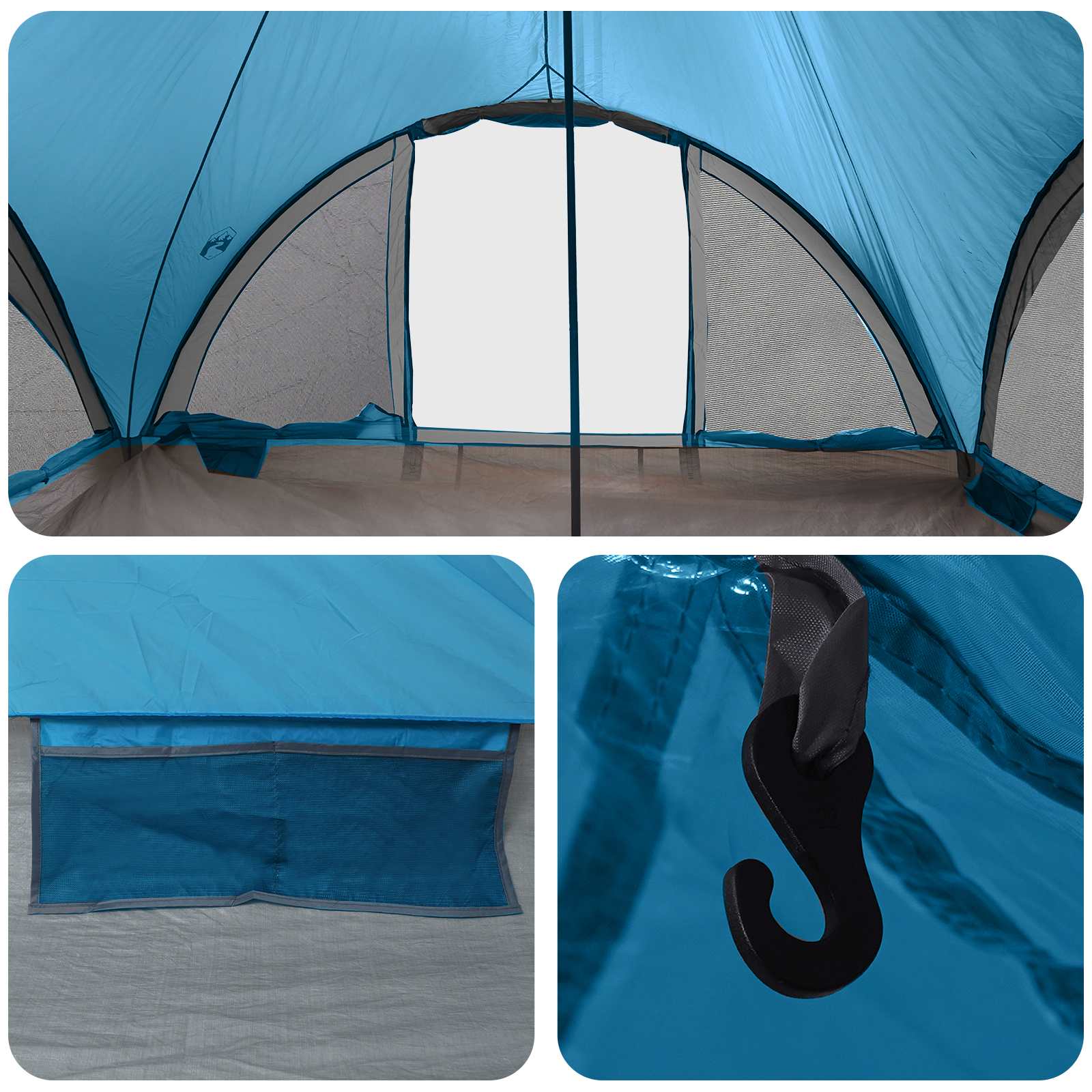 Tipi Zelt mit Dach Blau 18-Personen Polyester und Stahl