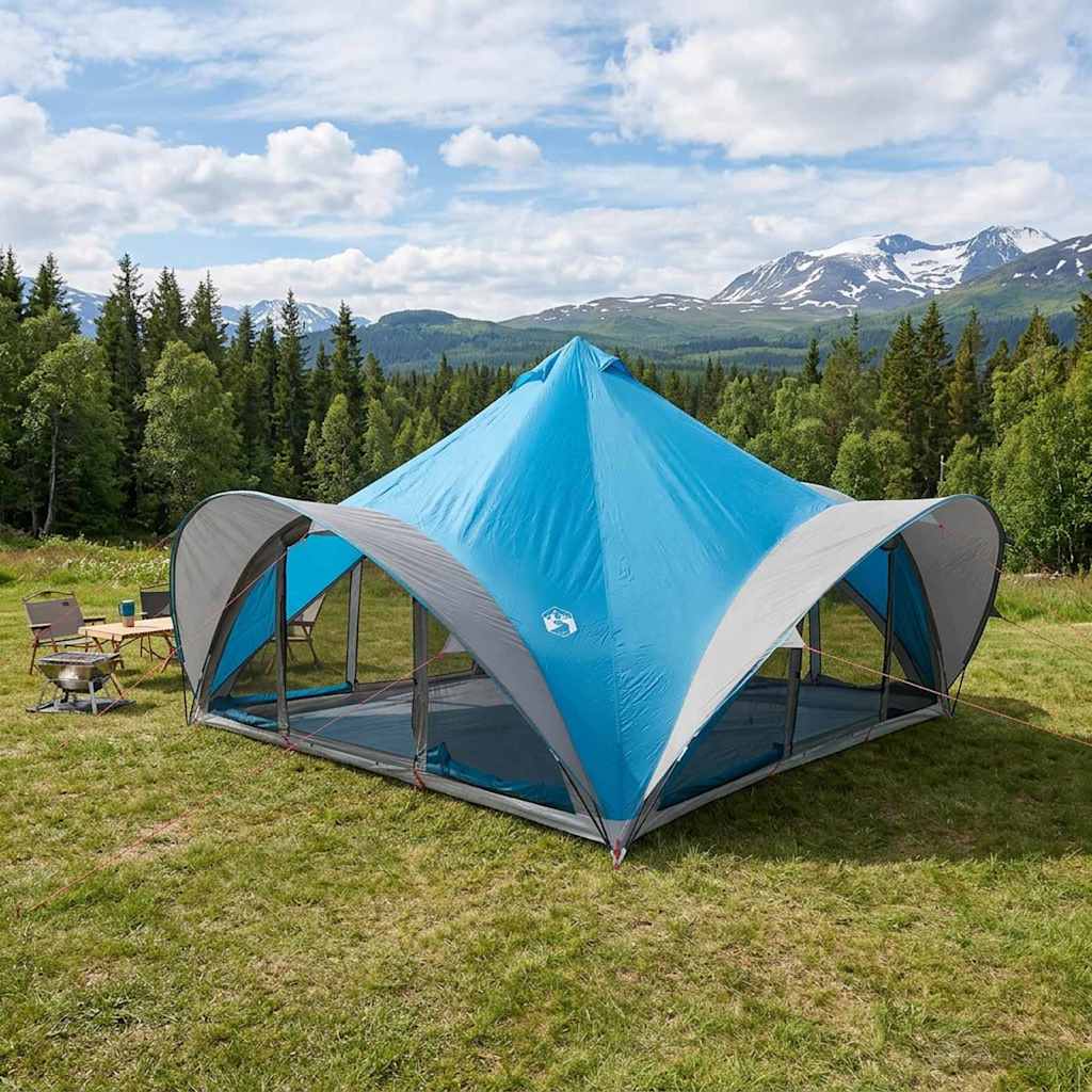 Tipi Zelt mit Dach Blau 18-Personen Polyester und Stahl