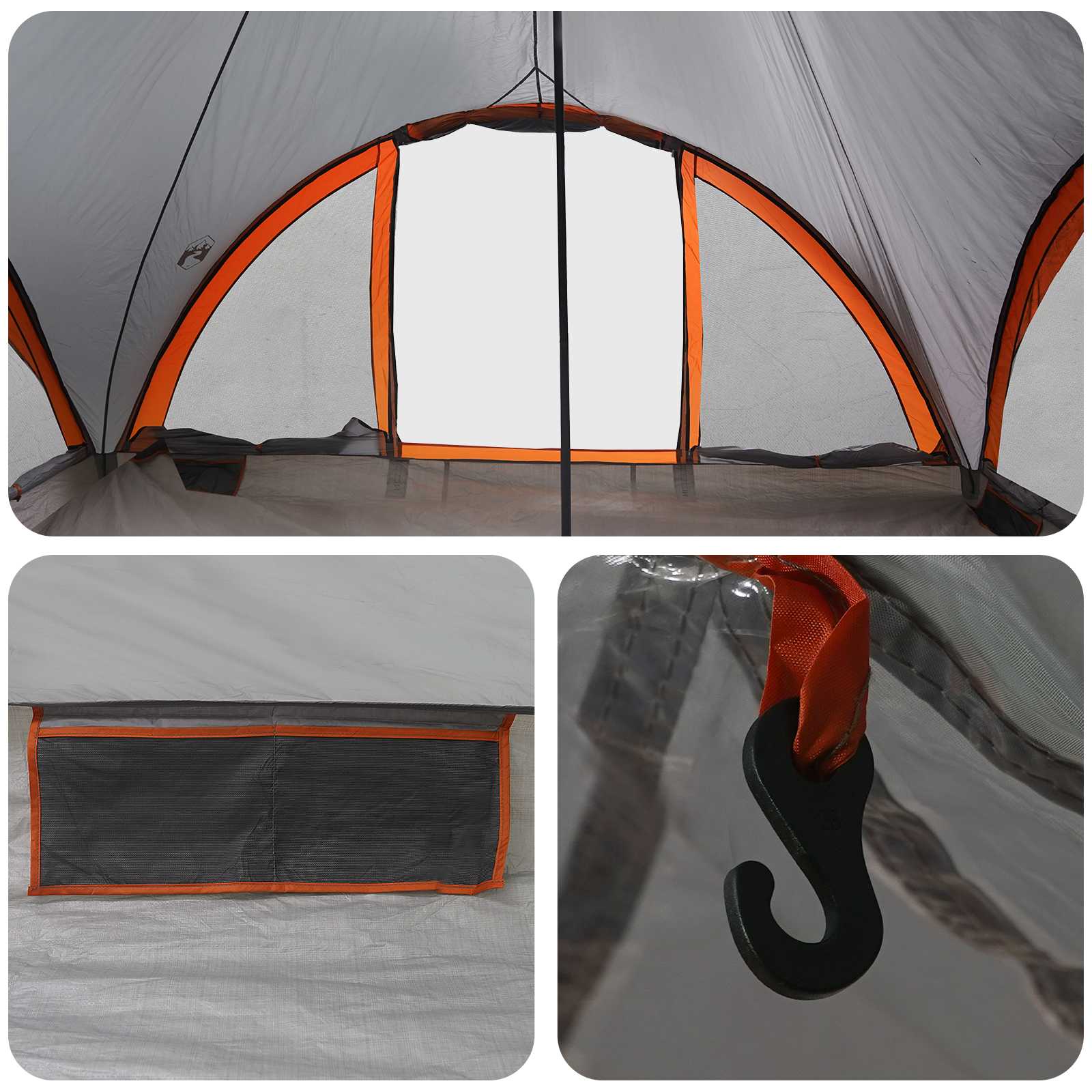 Tipi Zelt Grau und Orange 18-Personen Polyester und Stahl
