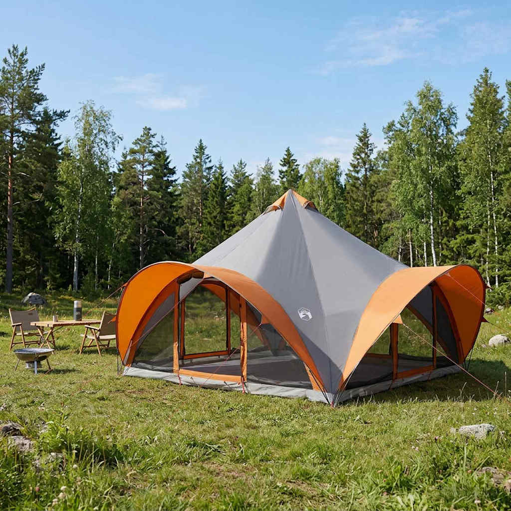 Tipi Zelt Grau und Orange 18-Personen Polyester und Stahl