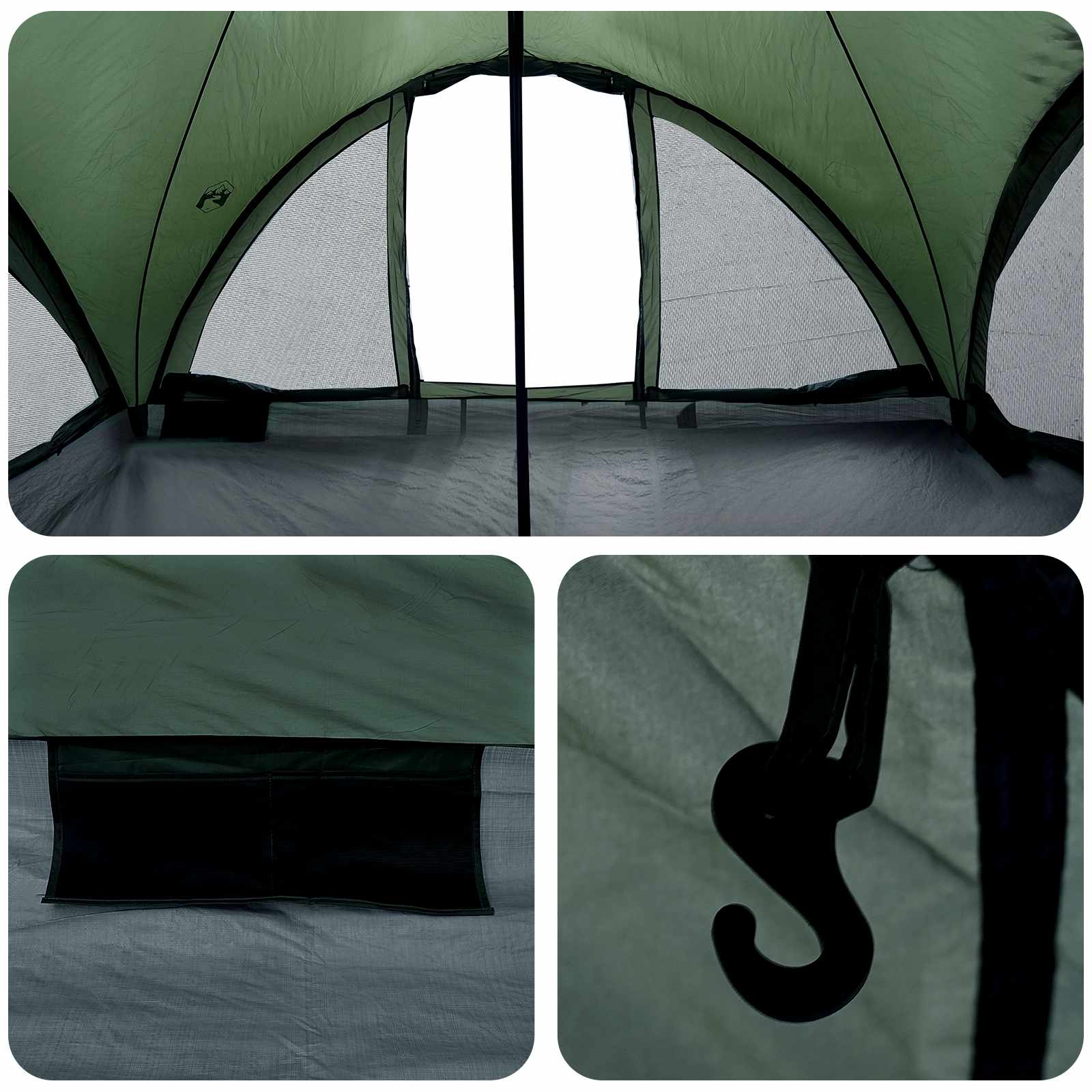 Tipi Zelt mit Dach Armeegrün 18-Personen Polyester und Stahl