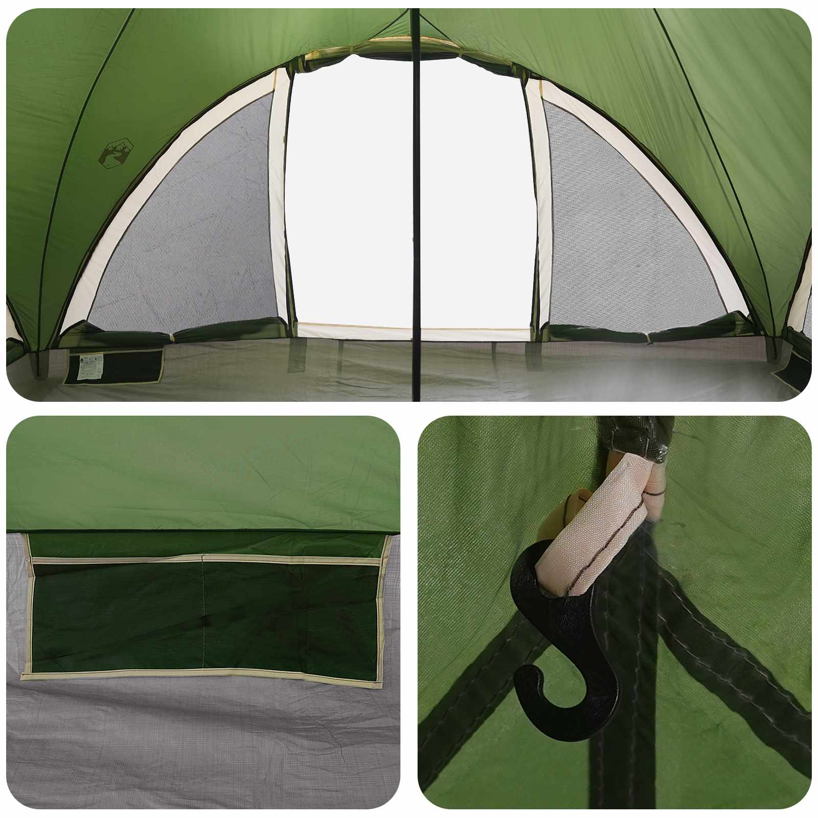 Tipi Zelt mit Dach Grün 6-Personen Polyester und Stahl