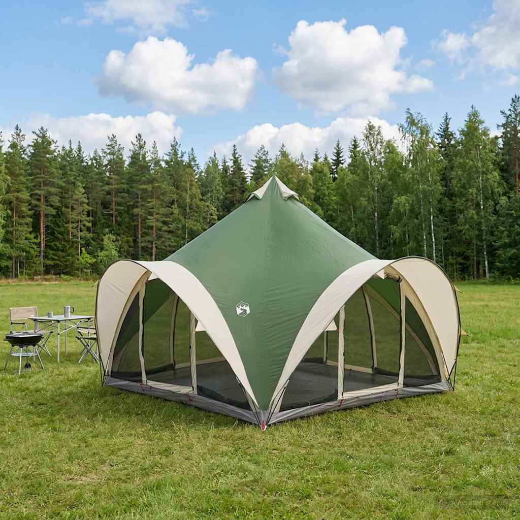 Tipi Zelt mit Dach Grün 6-Personen Polyester und Stahl