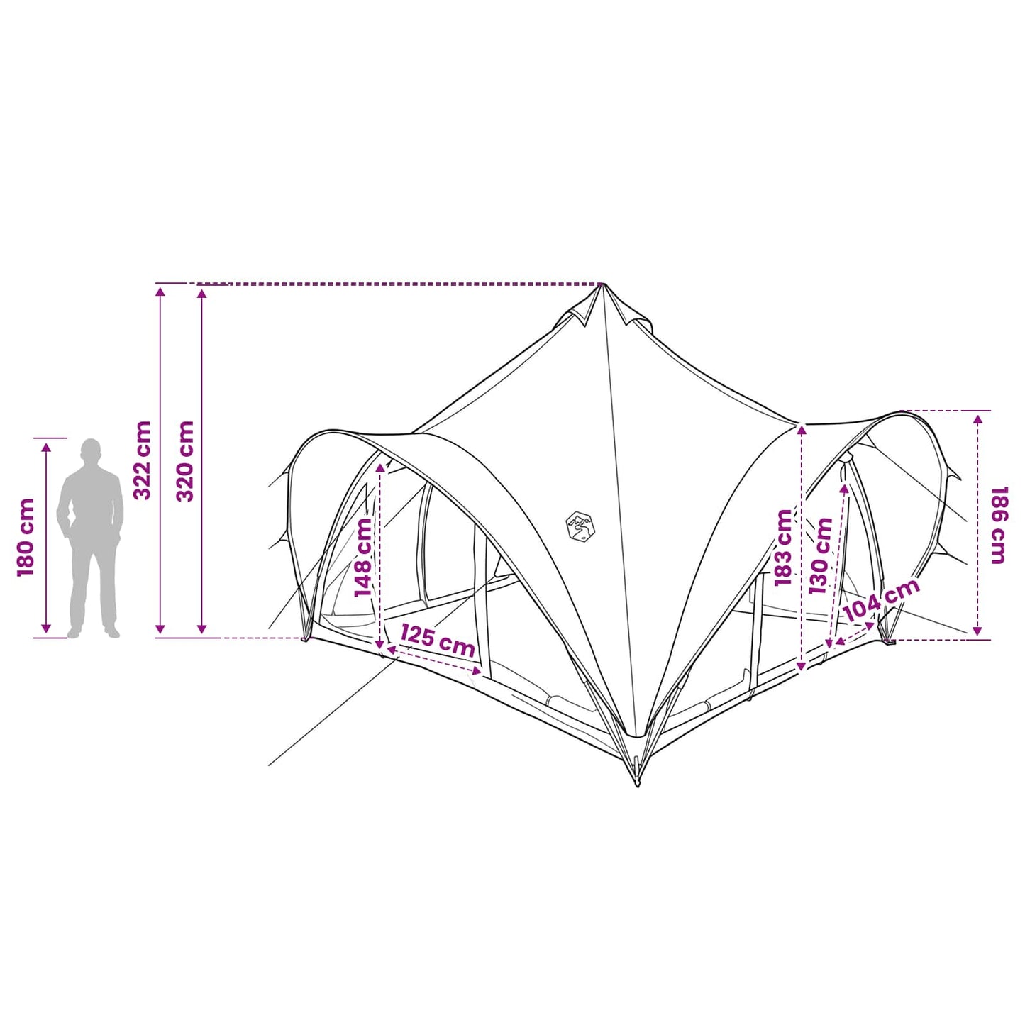 Tipi Zelt mit Dach Grün 6-Personen Polyester und Stahl