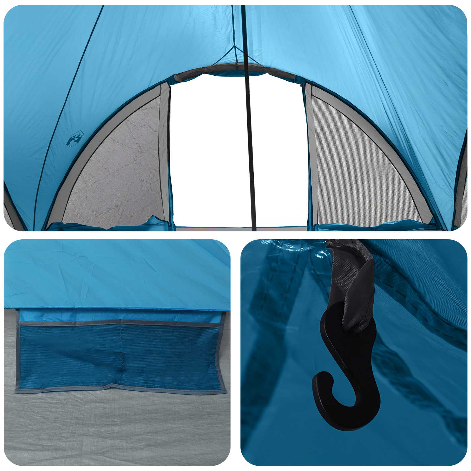 Tipi Zelt mit Dach Blau 6-Personen Polyester und Stahl