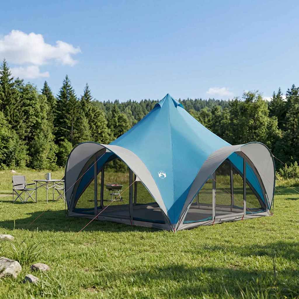 Tipi Zelt mit Dach Blau 6-Personen Polyester und Stahl