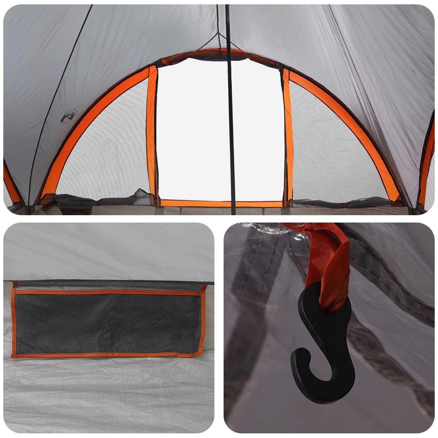 Tipi Zelt Grau und Orange 6-Personen Polyester und Stahl