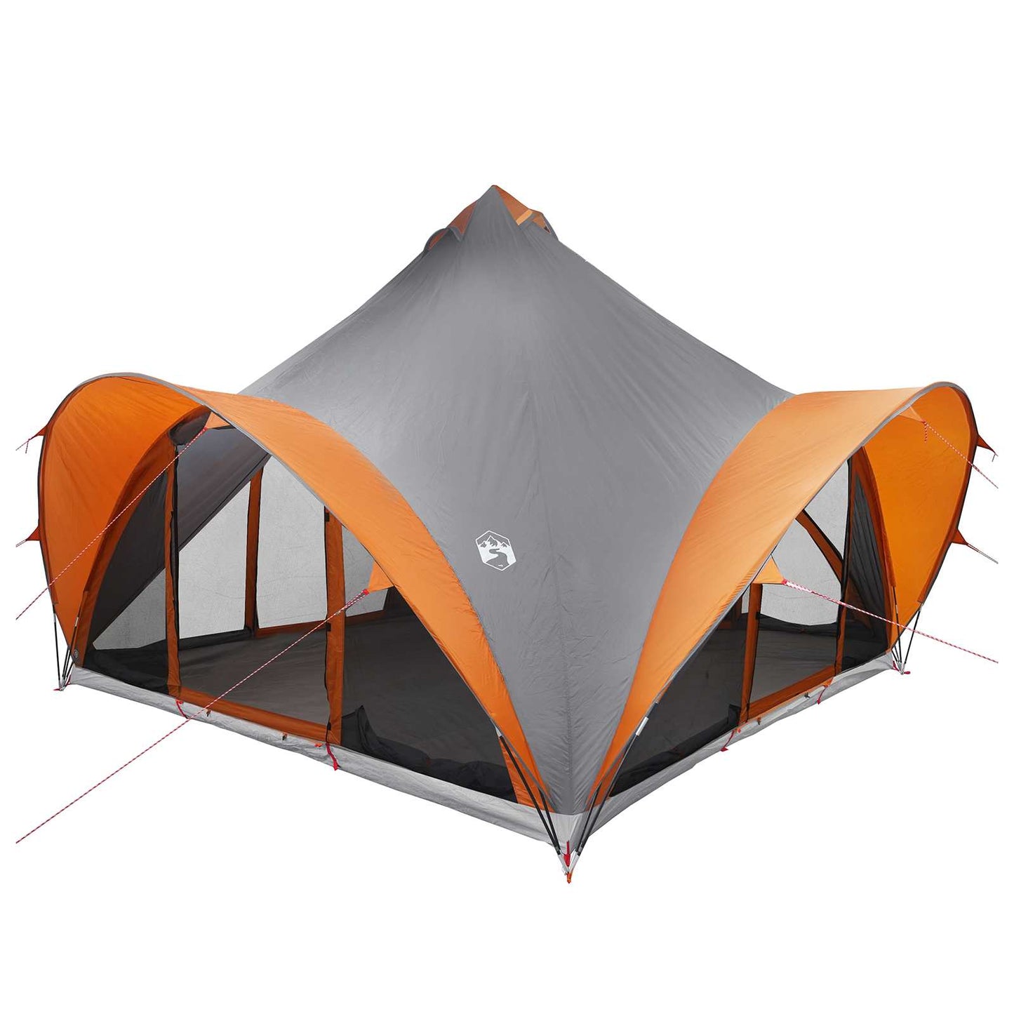 Tipi Zelt Grau und Orange 6-Personen Polyester und Stahl