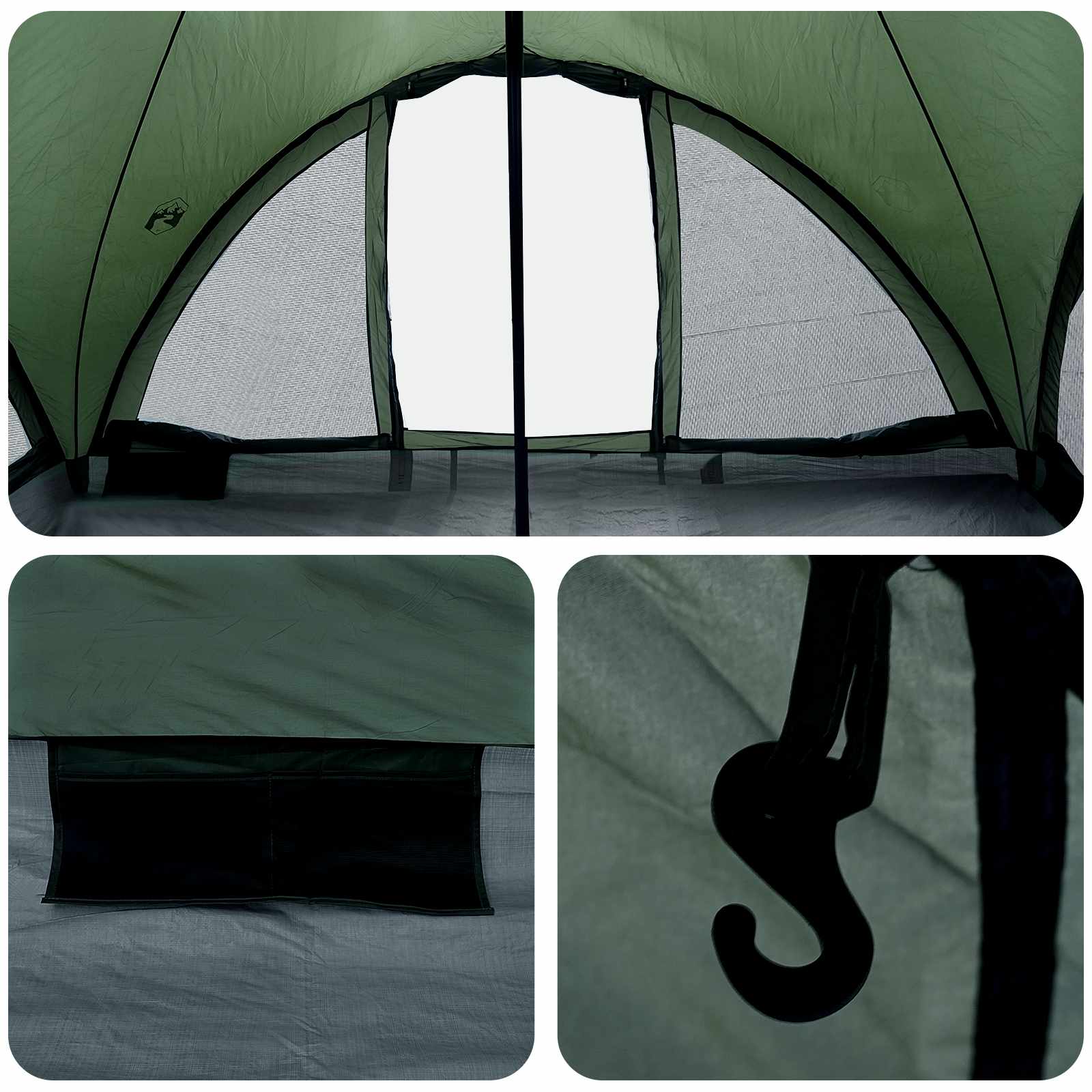 Tipi Zelt mit Dach Armeegrün 6-Personen Polyester und Stahl