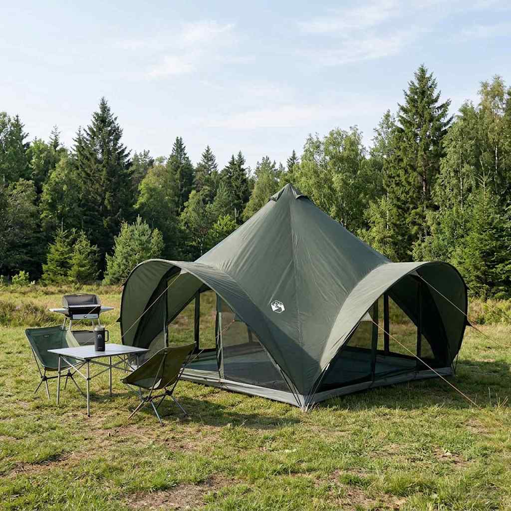 Tipi Zelt mit Dach Armeegrün 6-Personen Polyester und Stahl