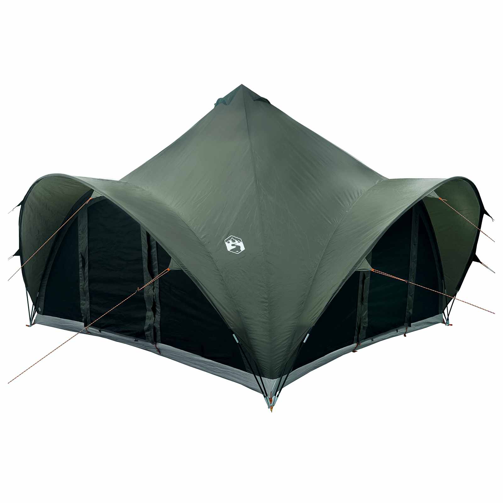 Tipi Zelt mit Dach Armeegrün 6-Personen Polyester und Stahl