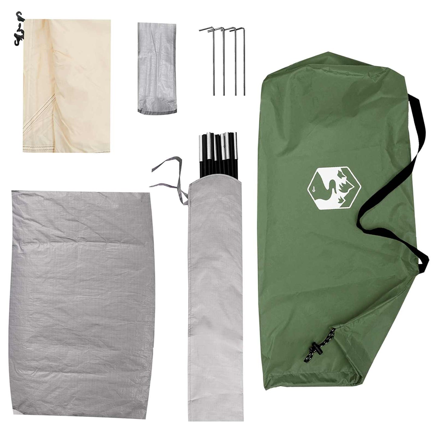 Campingzelt 2 Personen Grün 185T Polyester mit PU-Beschichtung