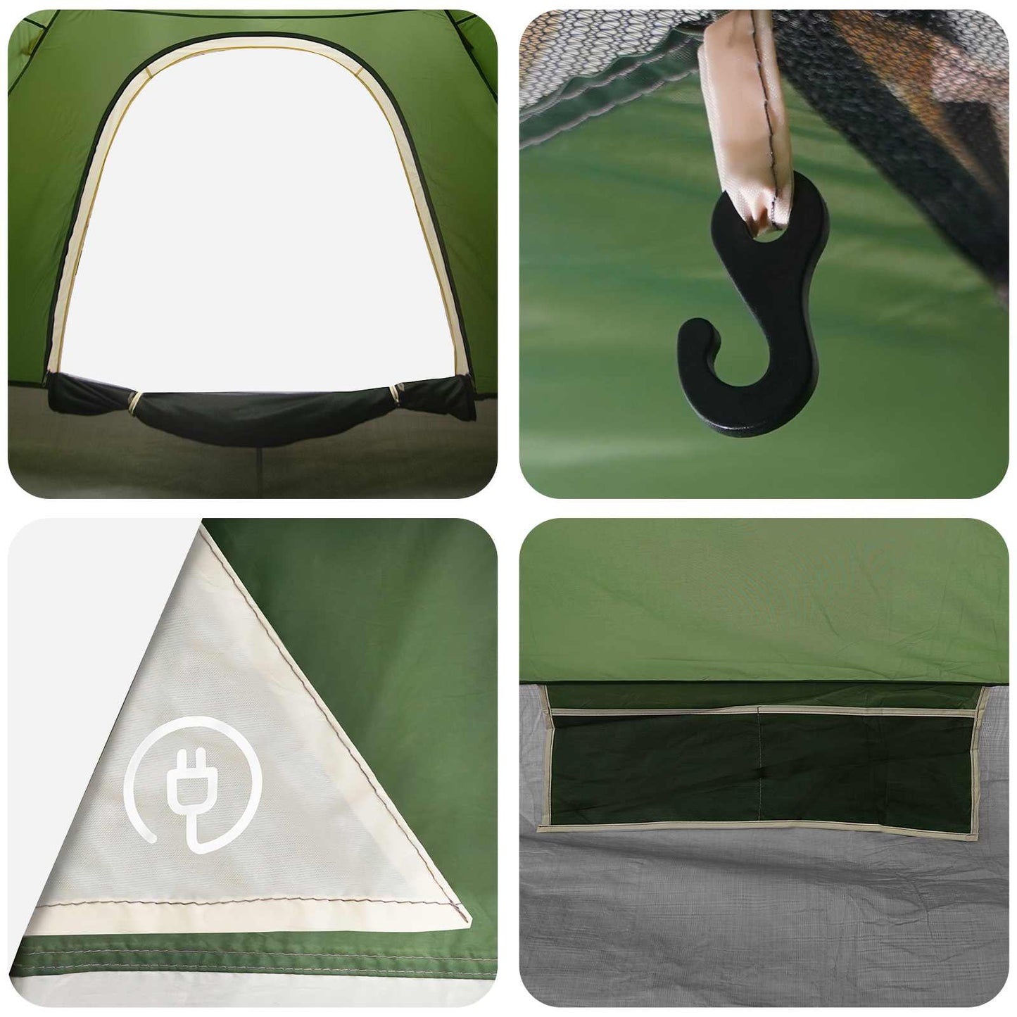 Campingzelt 2 Personen Grün 185T Polyester mit PU-Beschichtung