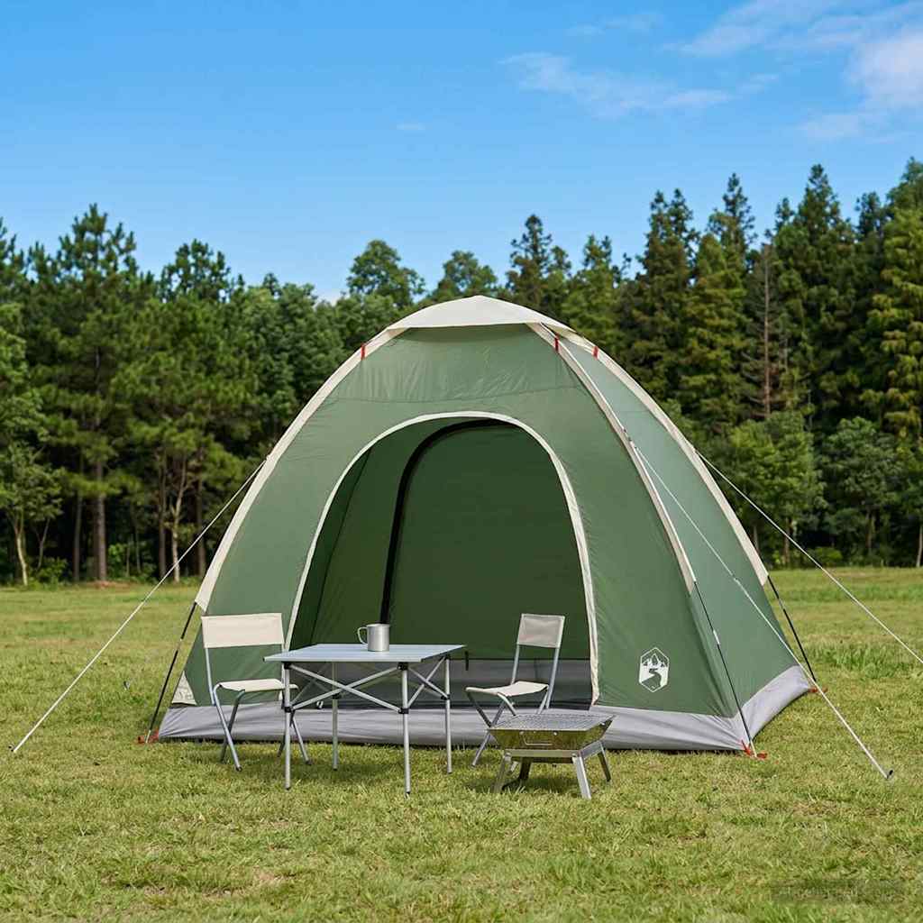 Campingzelt 2 Personen Grün 185T Polyester mit PU-Beschichtung