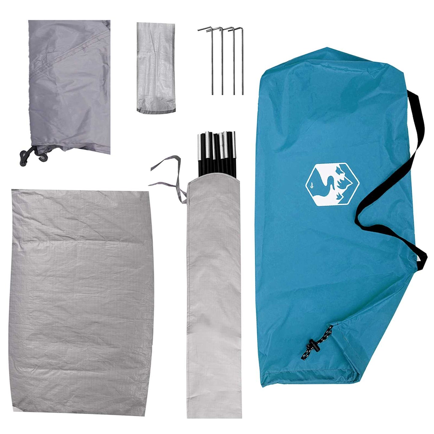 Campingzelt 2 Personen Blau 185T Polyester mit PU-Beschichtung