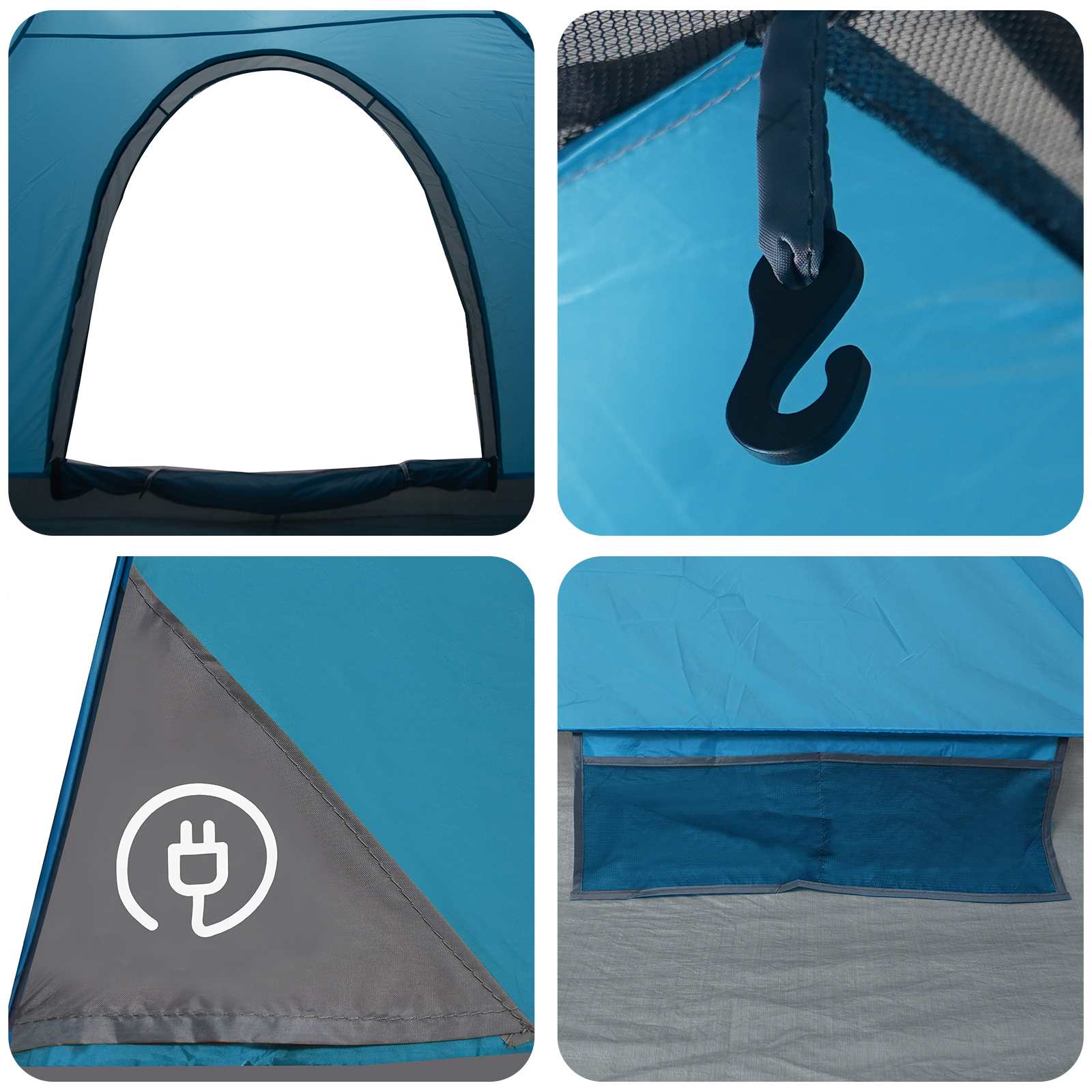Campingzelt 2 Personen Blau 185T Polyester mit PU-Beschichtung
